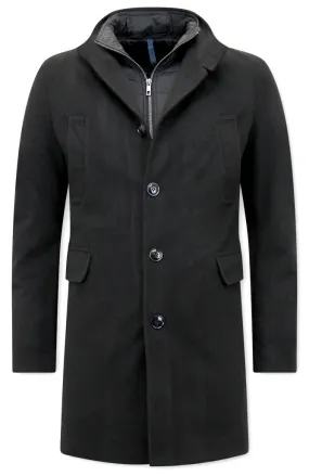  High Neck Classy Men Winter Coats Black | NEW |