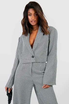 Jackets & Coats | Houndstooth Boxy Cropped Blazer | boohoo