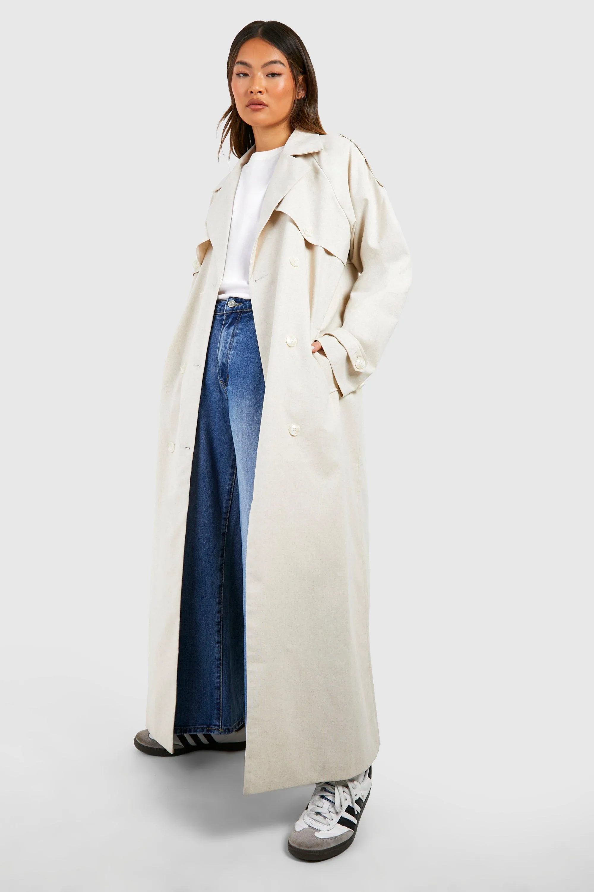 Jackets & Coats | Linen Look Trench Coat | boohoo