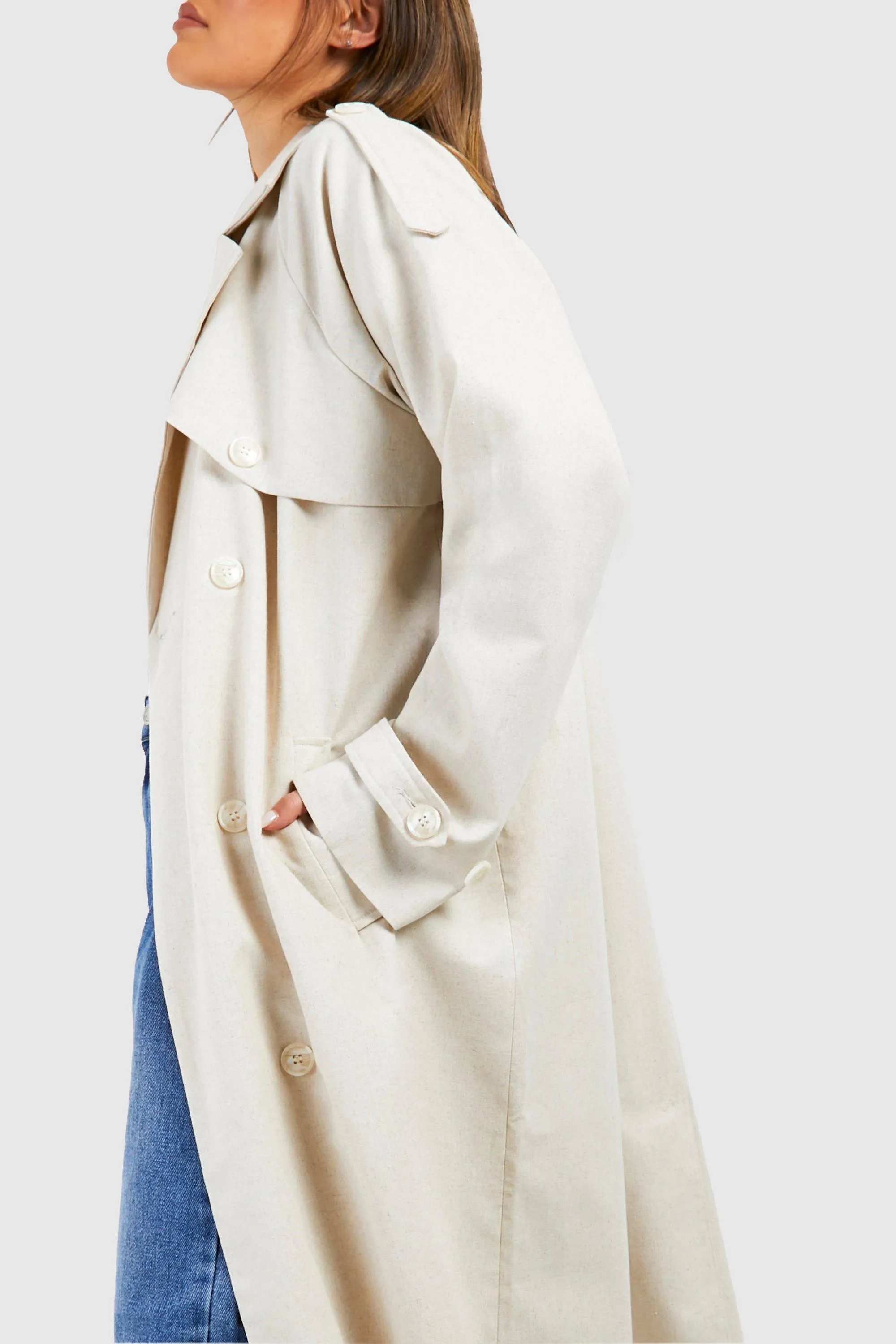 Jackets & Coats | Linen Look Trench Coat | boohoo