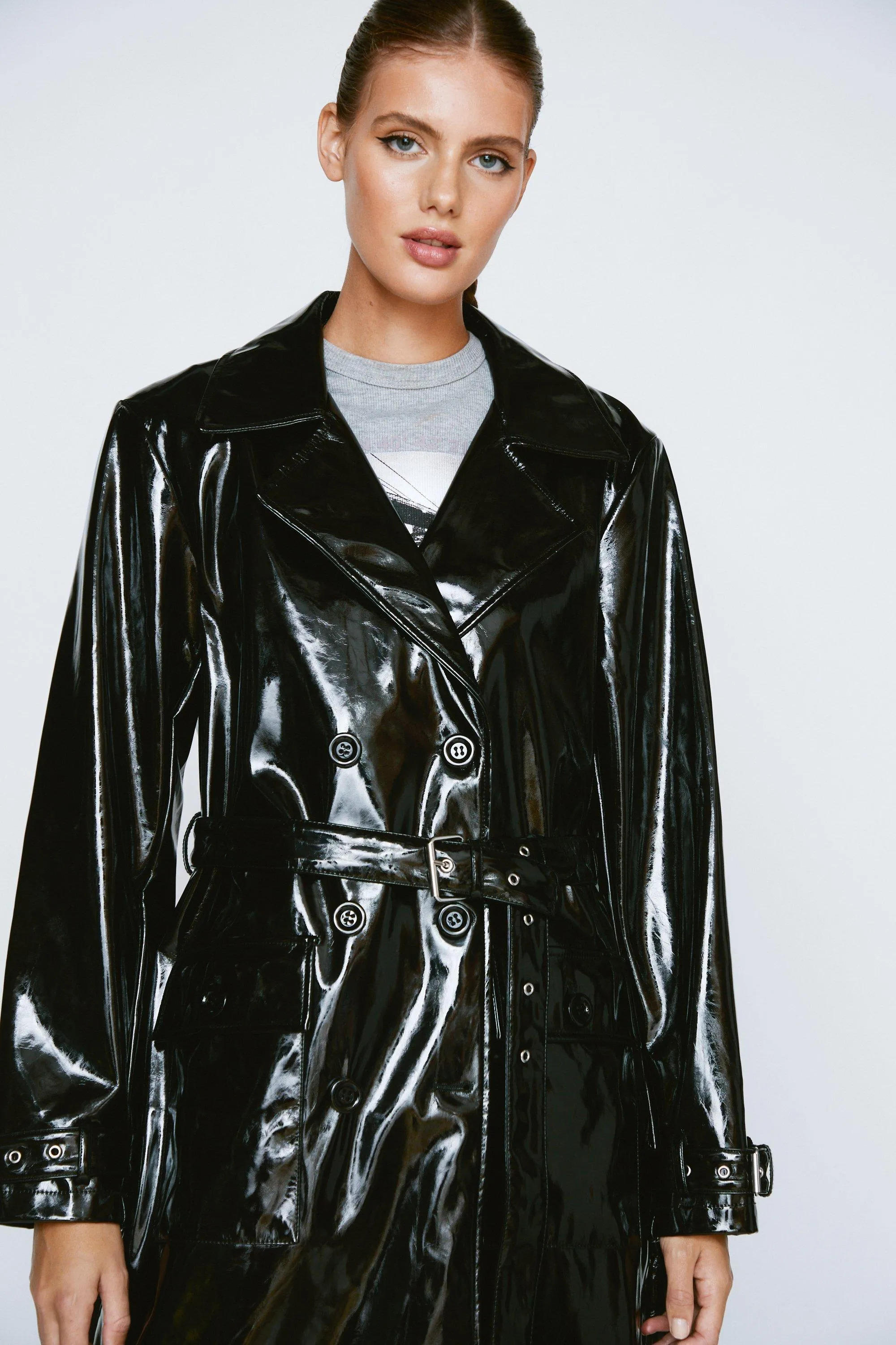 Jackets & Coats | Longline Vinyl Trench Coat | NastyGal