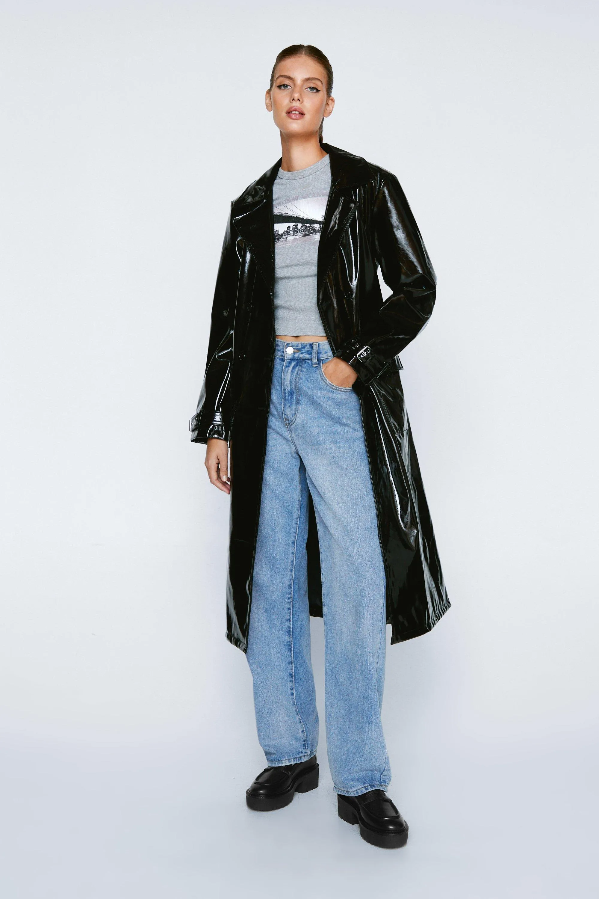 Jackets & Coats | Longline Vinyl Trench Coat | NastyGal