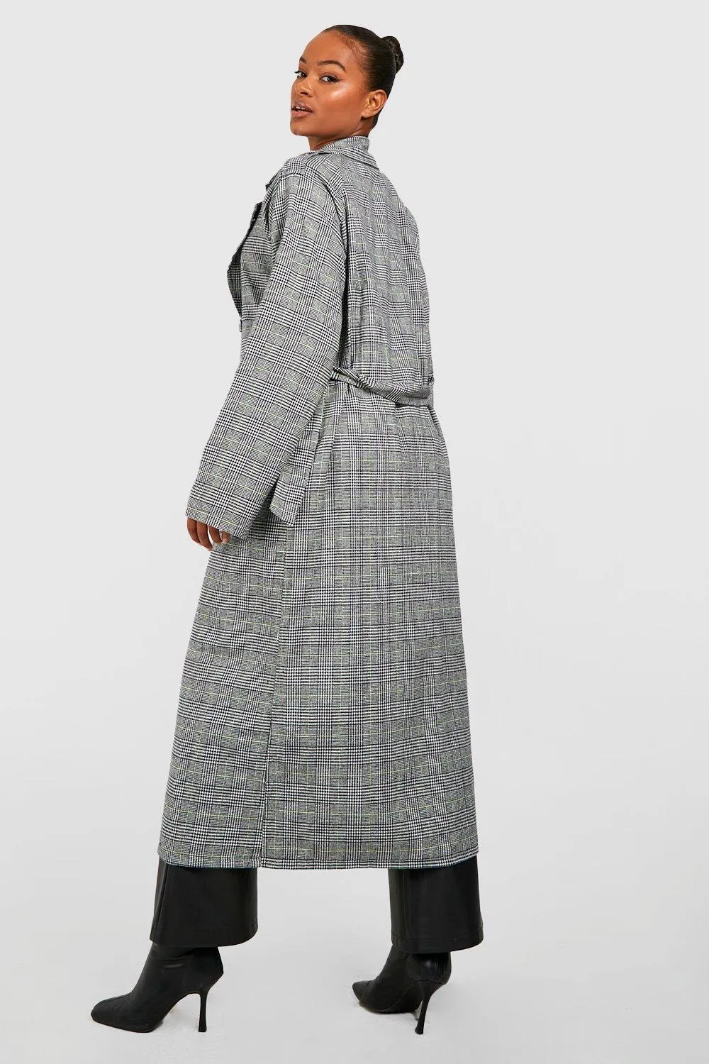 Jackets & Coats | Tall Checked Belted Trench Coat | boohoo