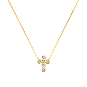 Kids Diamond Bezel Cross Necklace