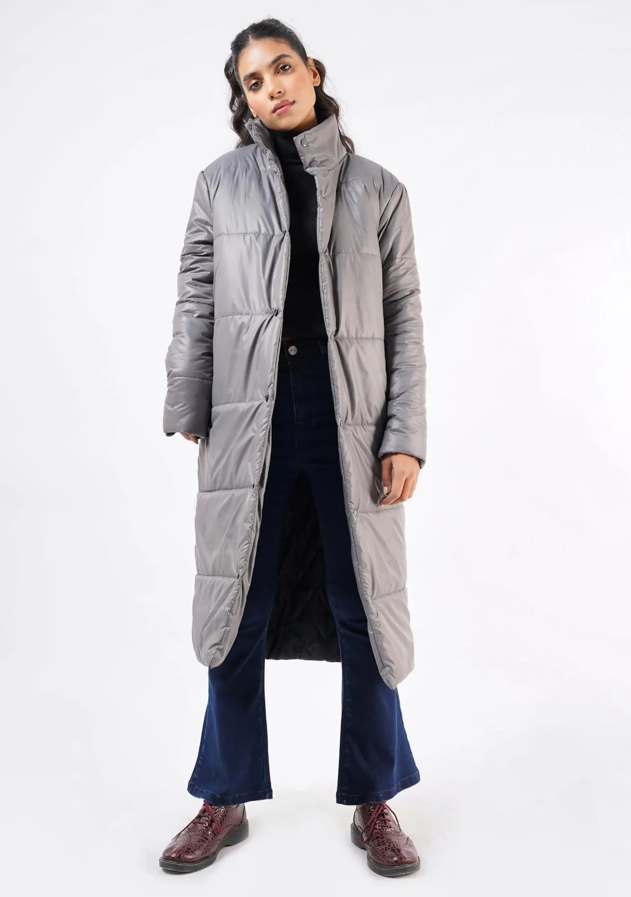 Long Puffer Coat - grey