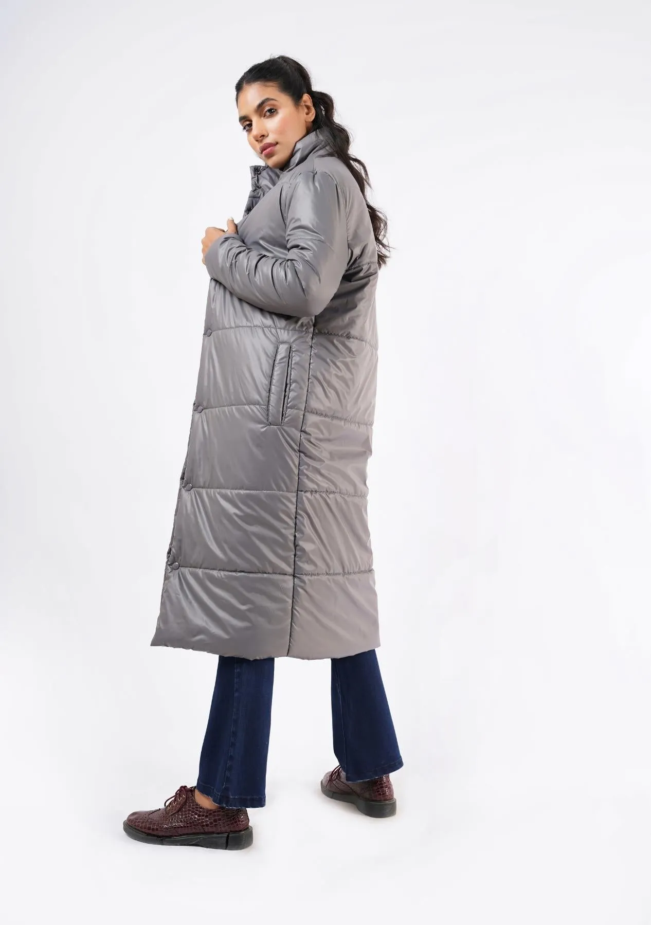 Long Puffer Coat - grey