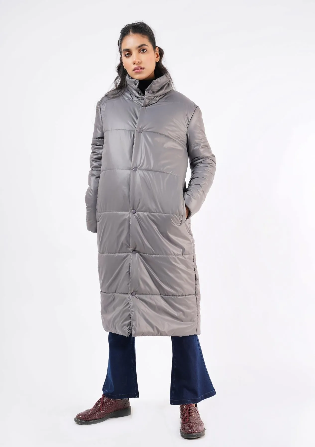 Long Puffer Coat - grey