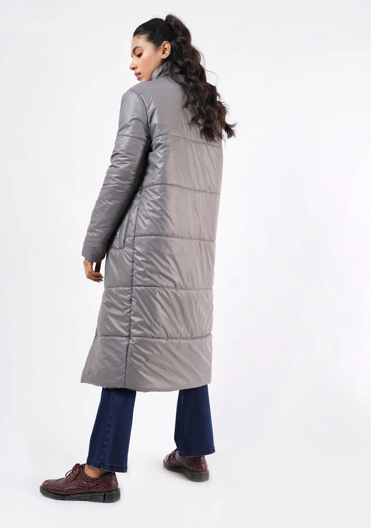 Long Puffer Coat - grey