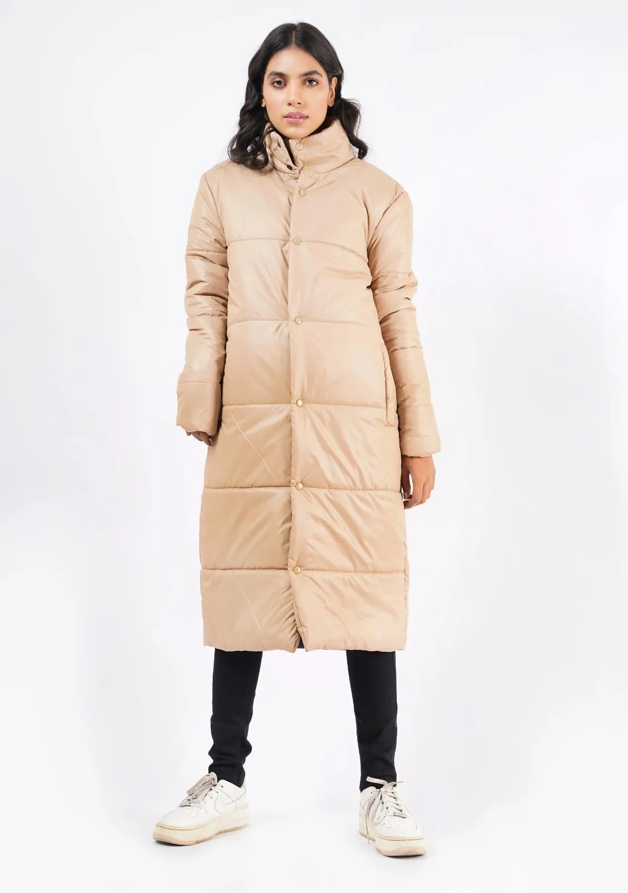 Long Puffer Coat - light brown