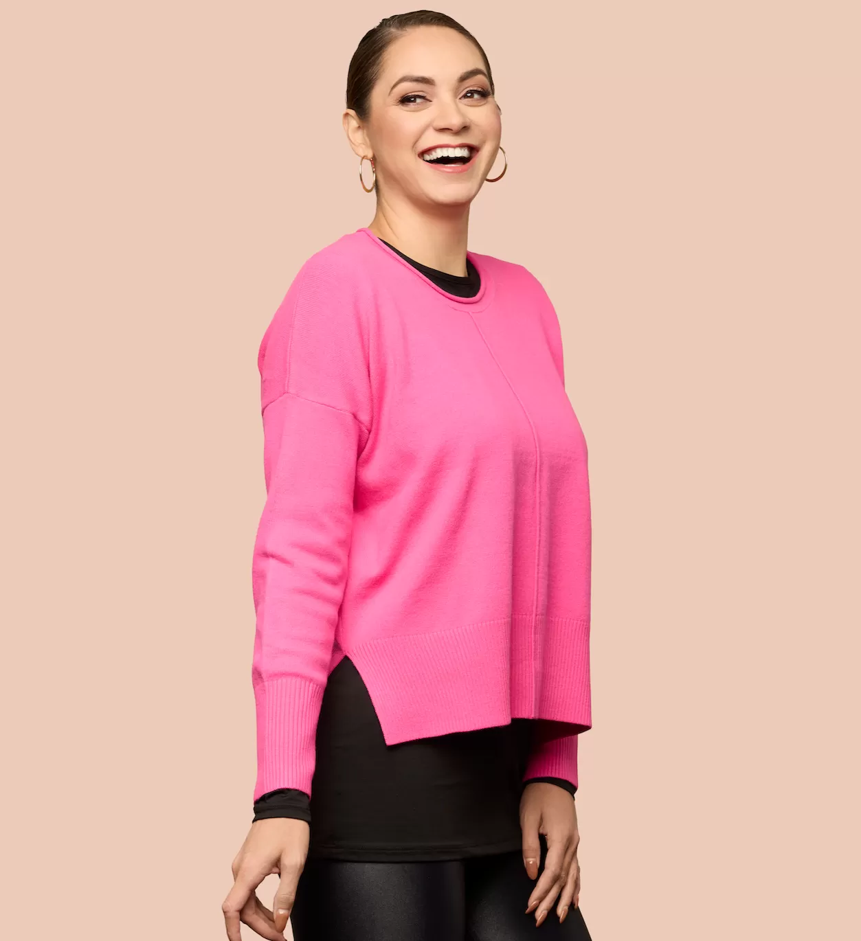 Long Sleeve Crew Neck Extra Long Layering Top