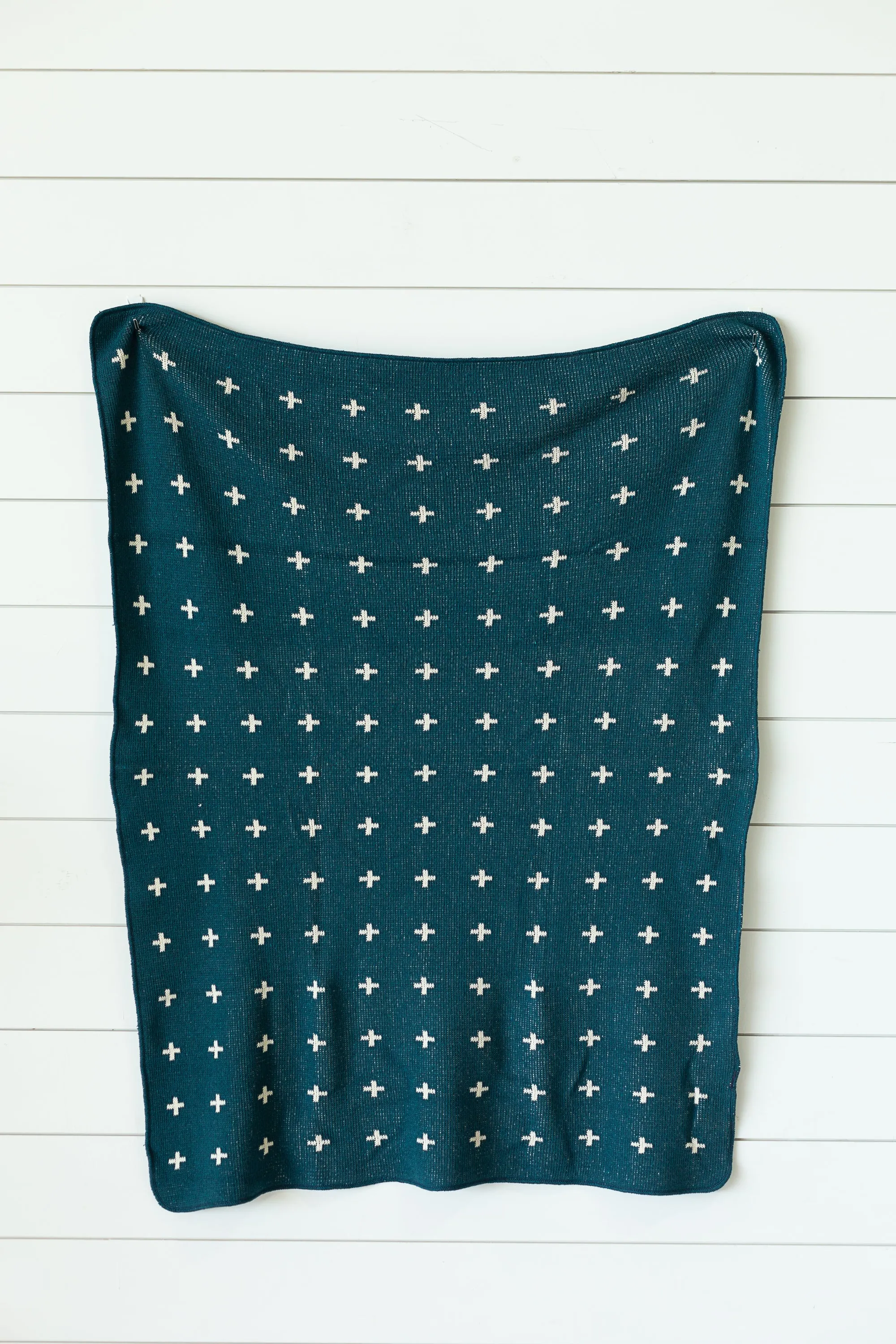 Made in the USA | Recycled Cotton Blend Throw Blanket | Mini Swiss Cross