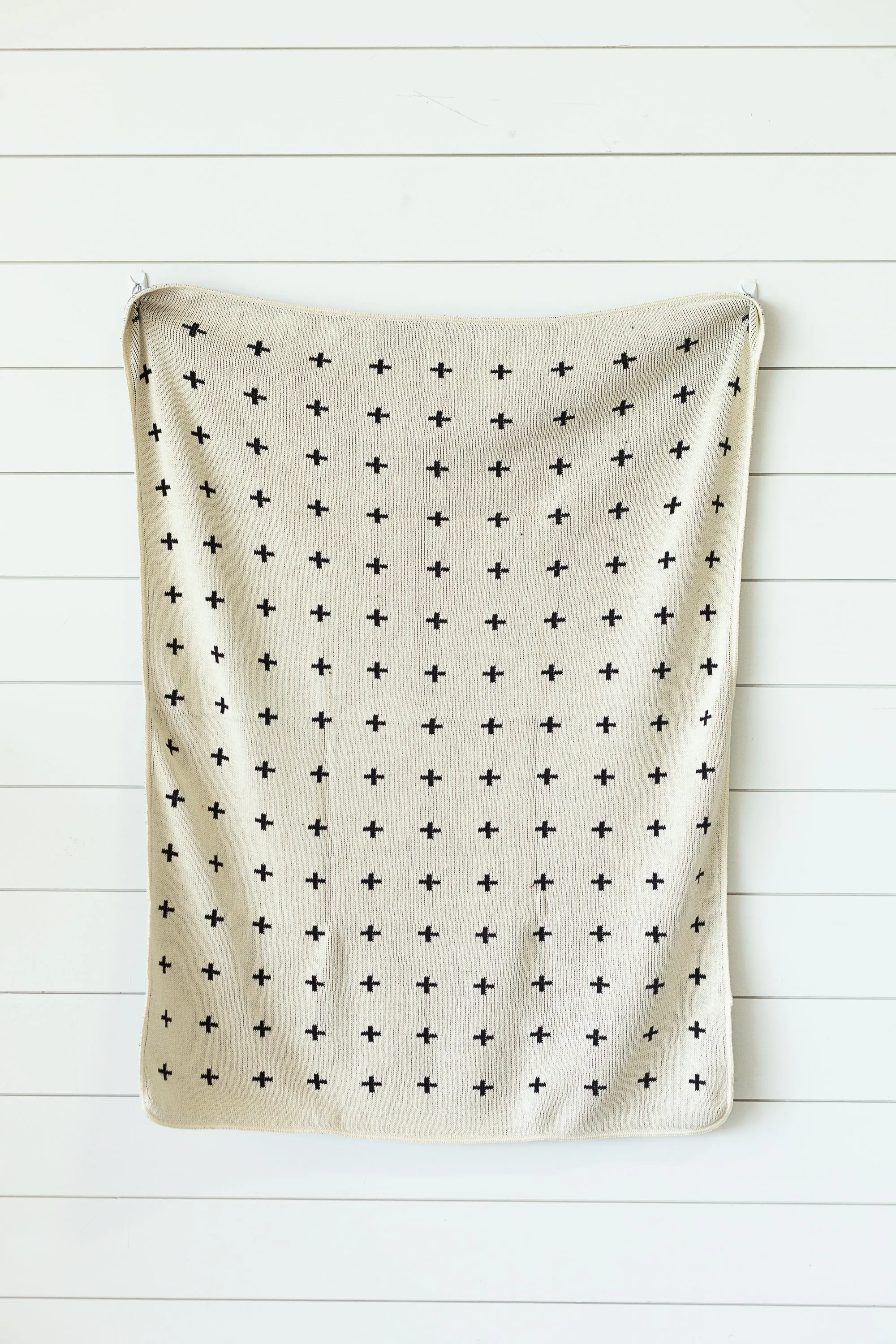 Made in the USA | Recycled Cotton Blend Throw Blanket | Mini Swiss Cross