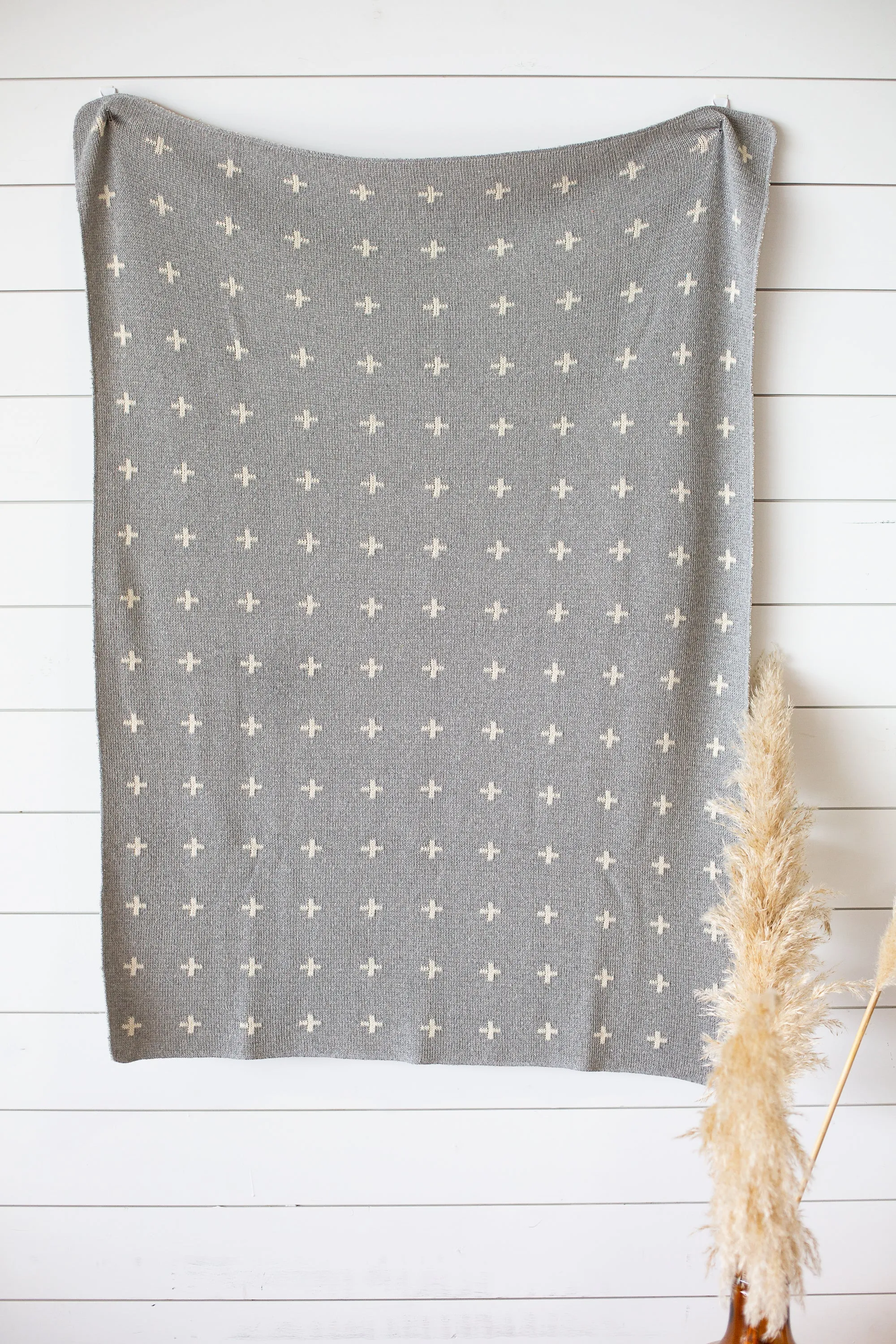 Made in the USA | Recycled Cotton Blend Throw Blanket | Mini Swiss Cross