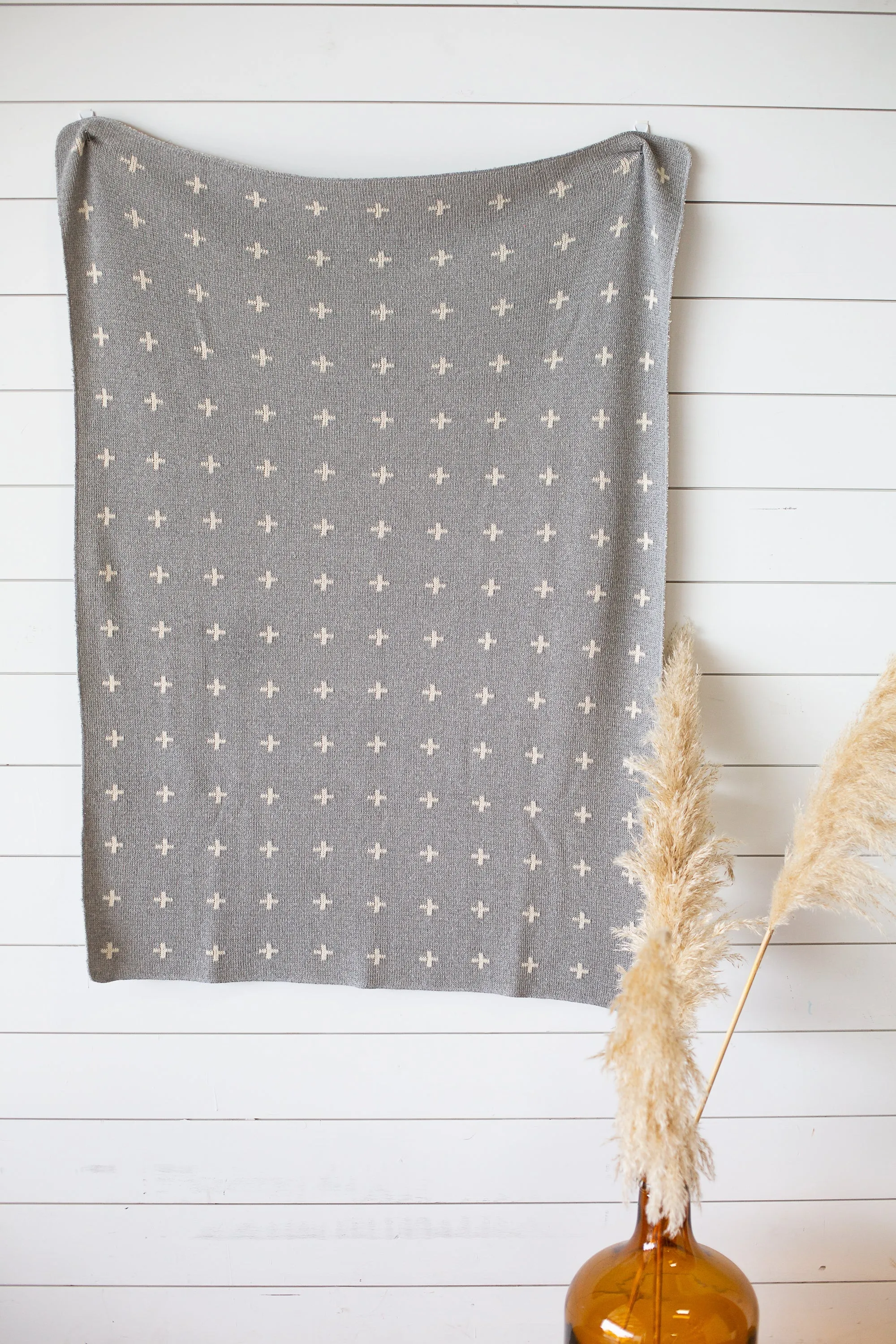 Made in the USA | Recycled Cotton Blend Throw Blanket | Mini Swiss Cross