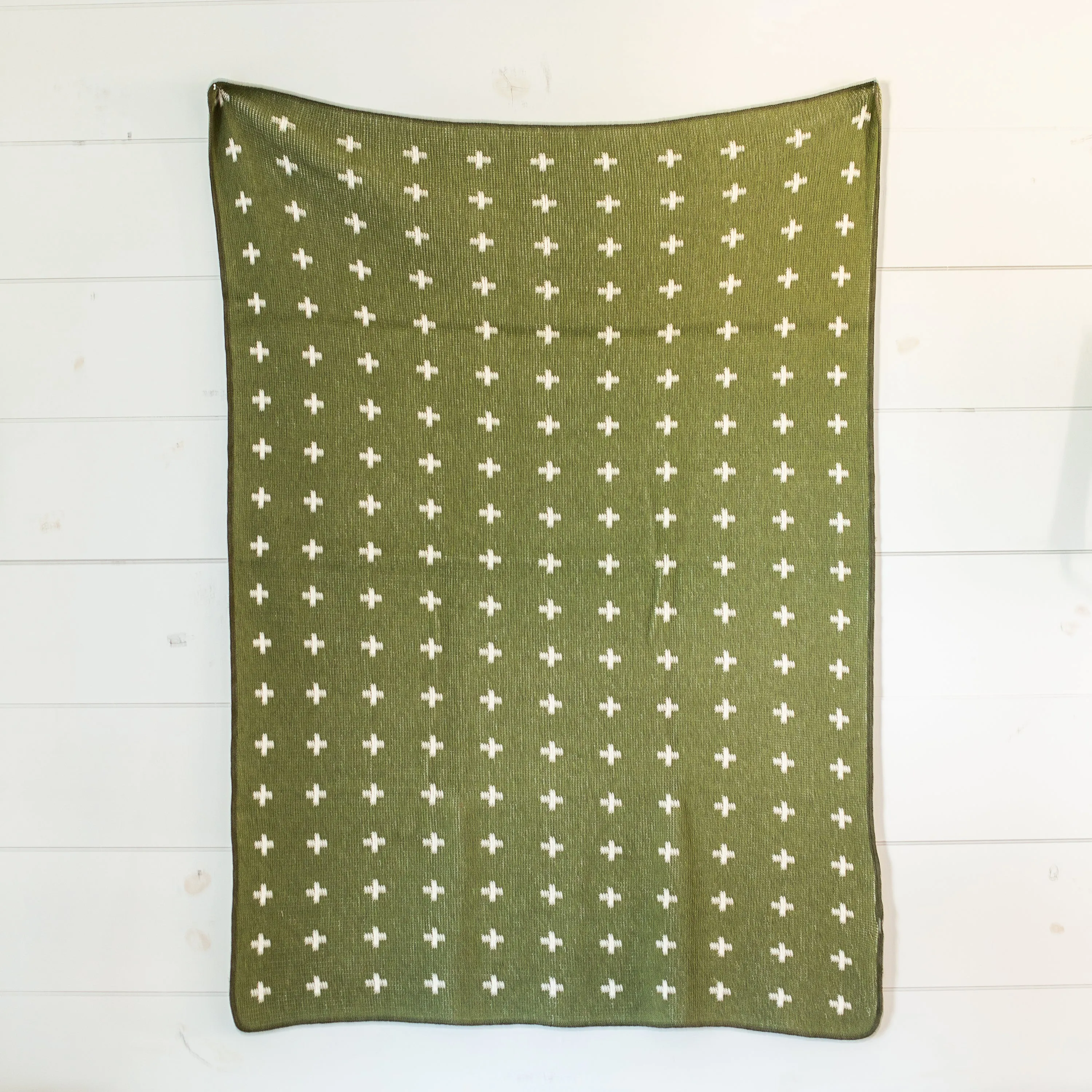 Made in the USA | Recycled Cotton Blend Throw Blanket | Mini Swiss Cross