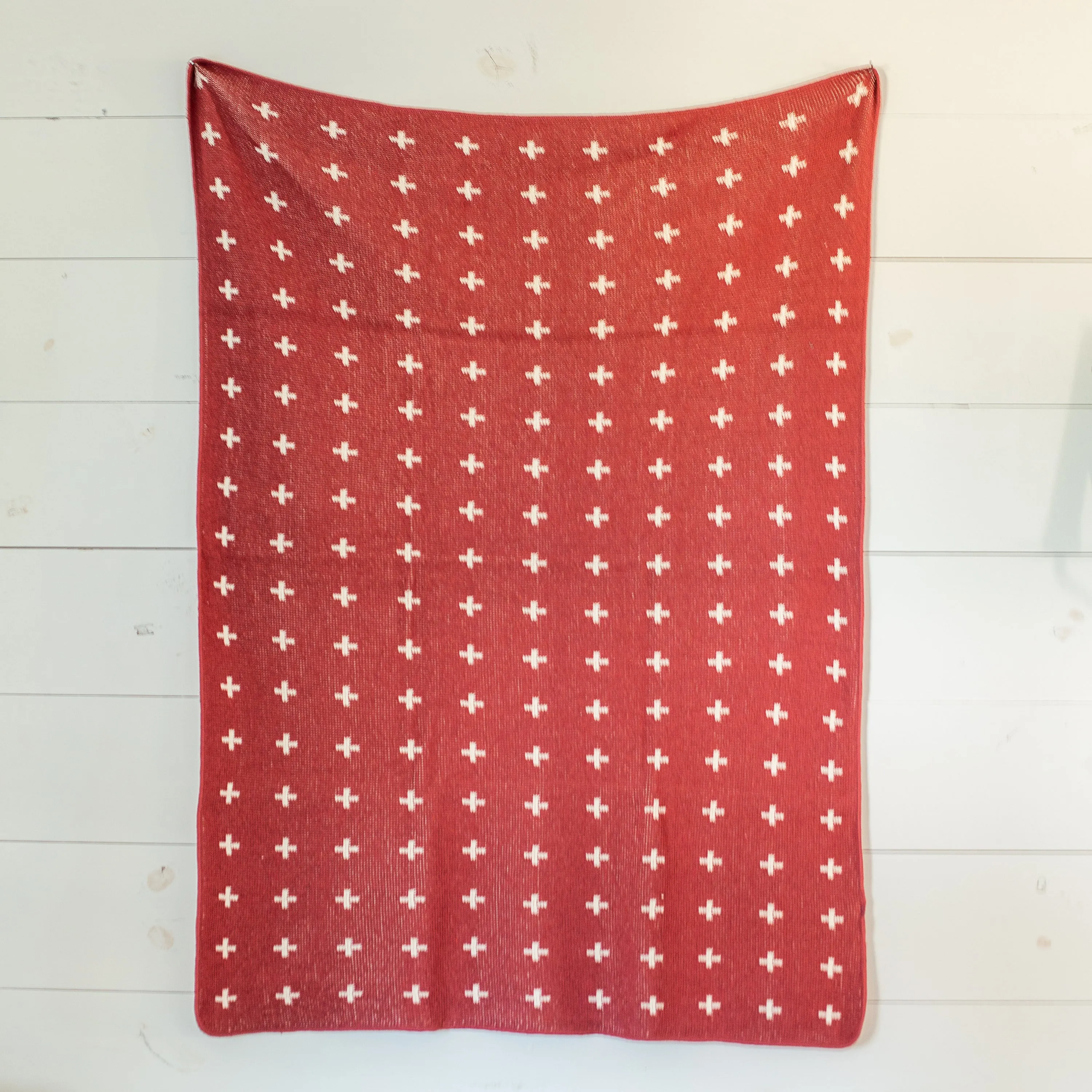 Made in the USA | Recycled Cotton Blend Throw Blanket | Mini Swiss Cross