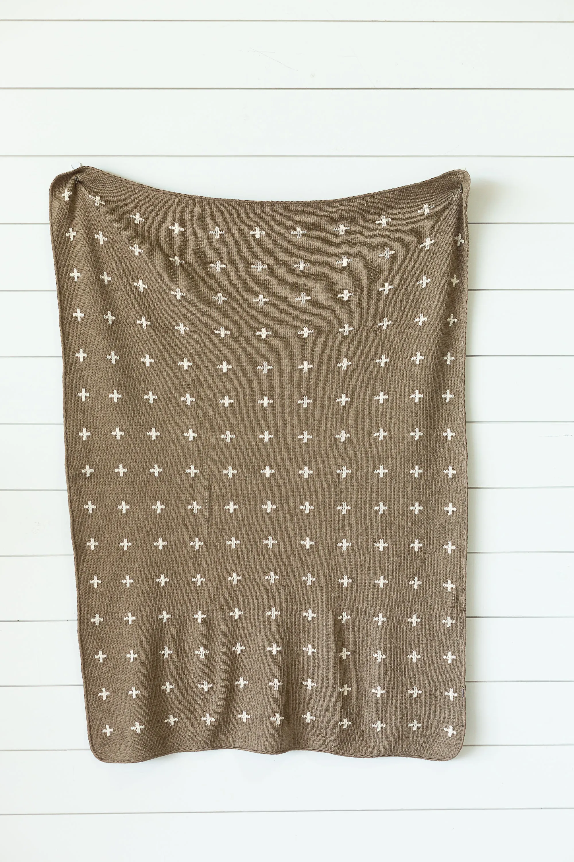 Made in the USA | Recycled Cotton Blend Throw Blanket | Mini Swiss Cross