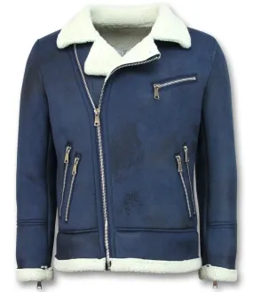 Men Lammy Coats Short Blue