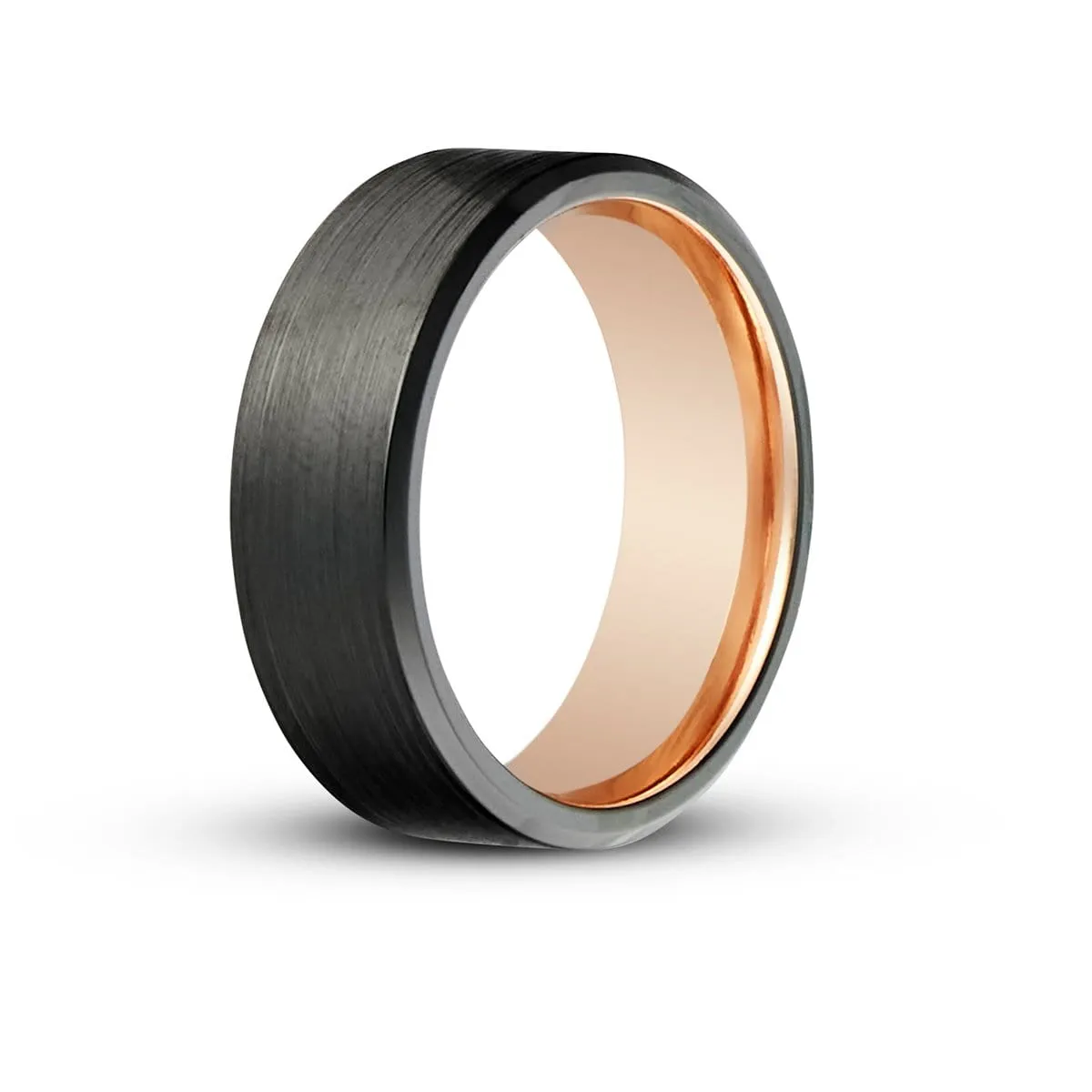 Men’s Black Zirconium Ring with Rose Gold Inlay