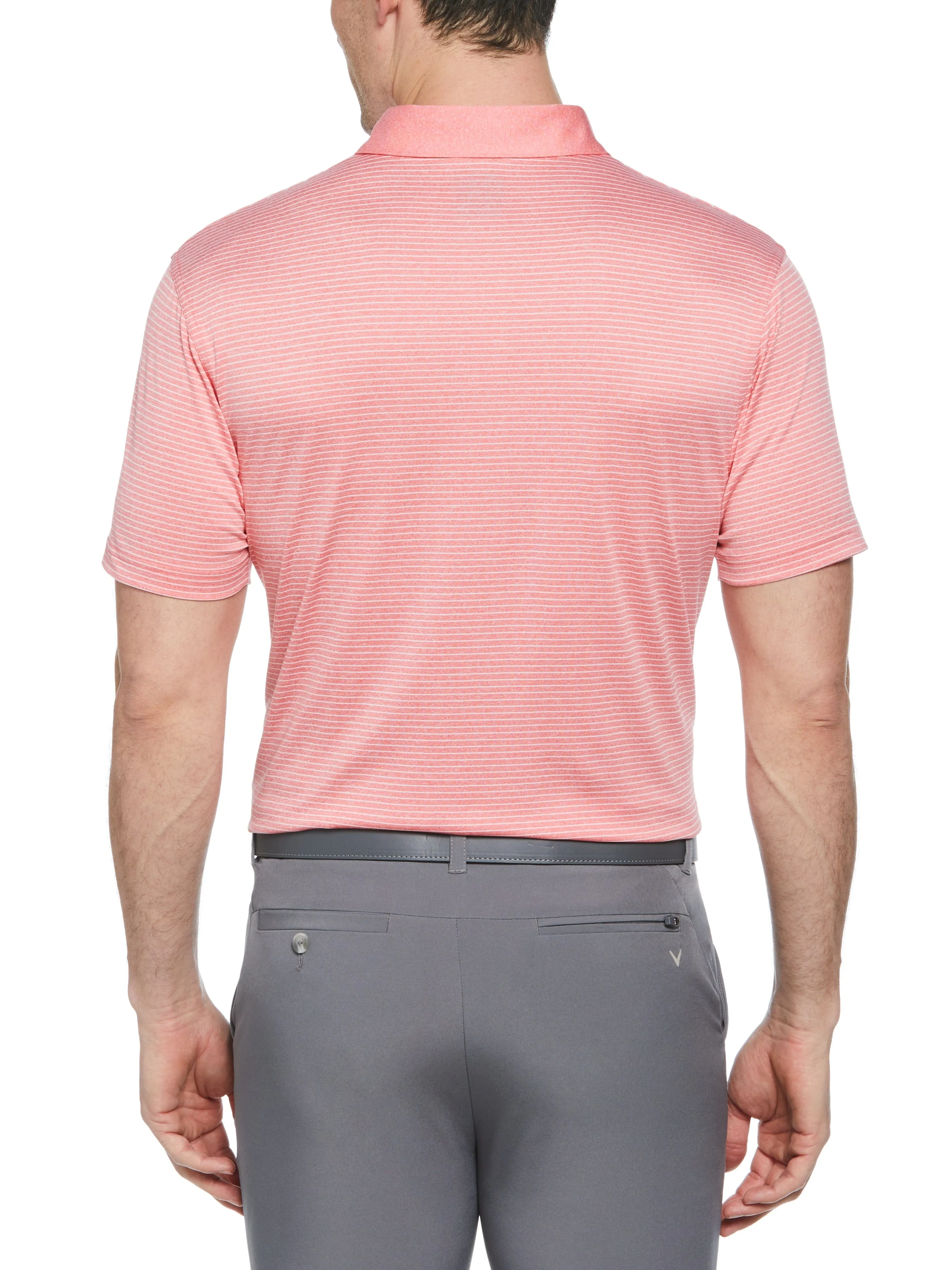 Mens Heather Micro Stripe Golf Polo