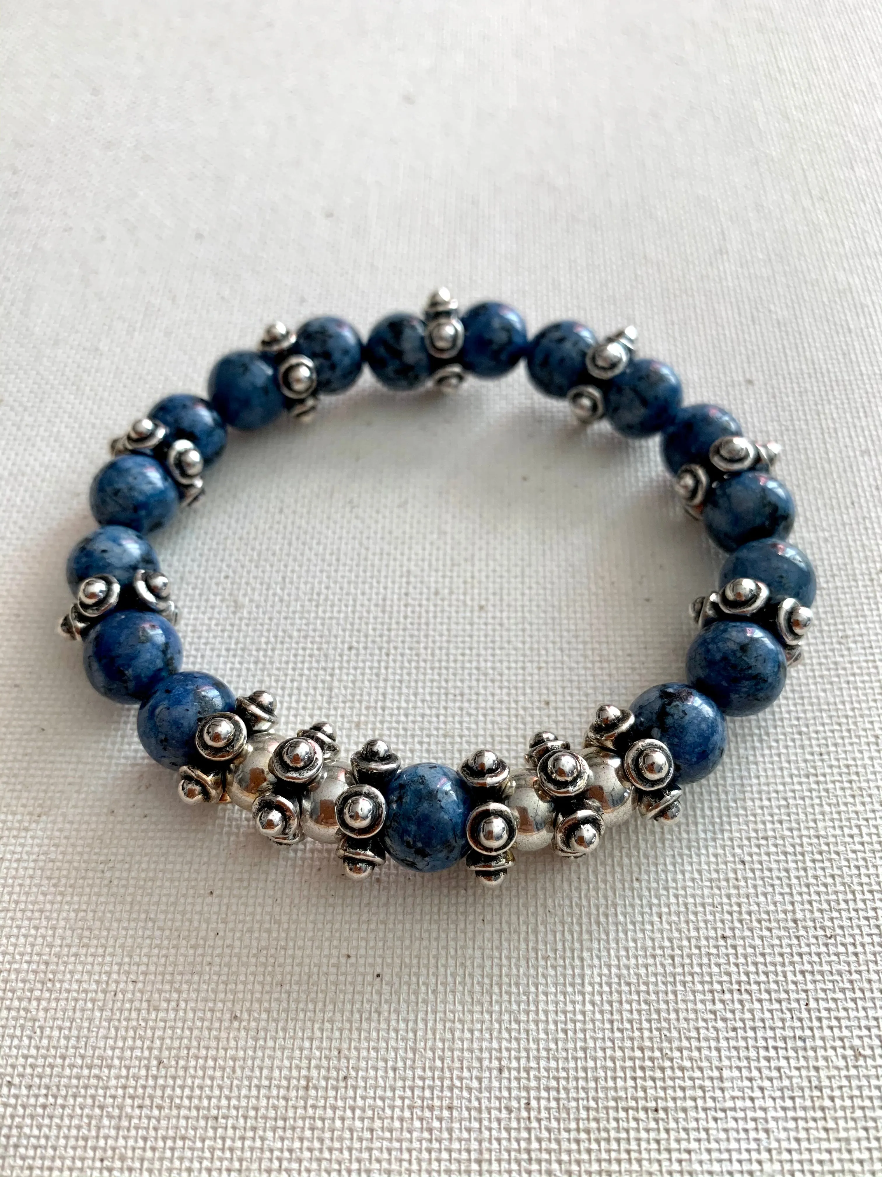 Men’s Lapis Stone and Metal Bracelet