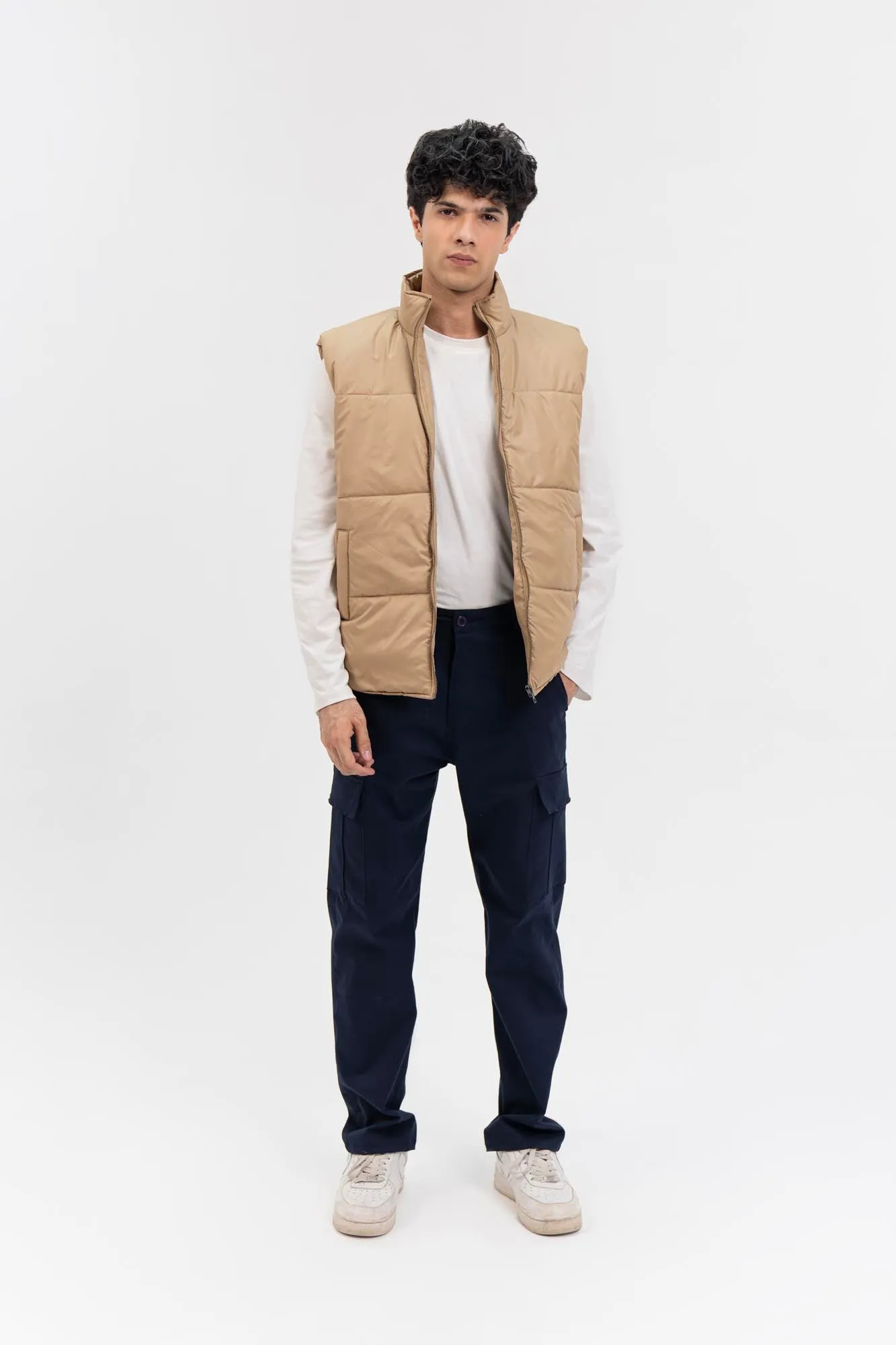 Men's Puffer Vest - Light Brown