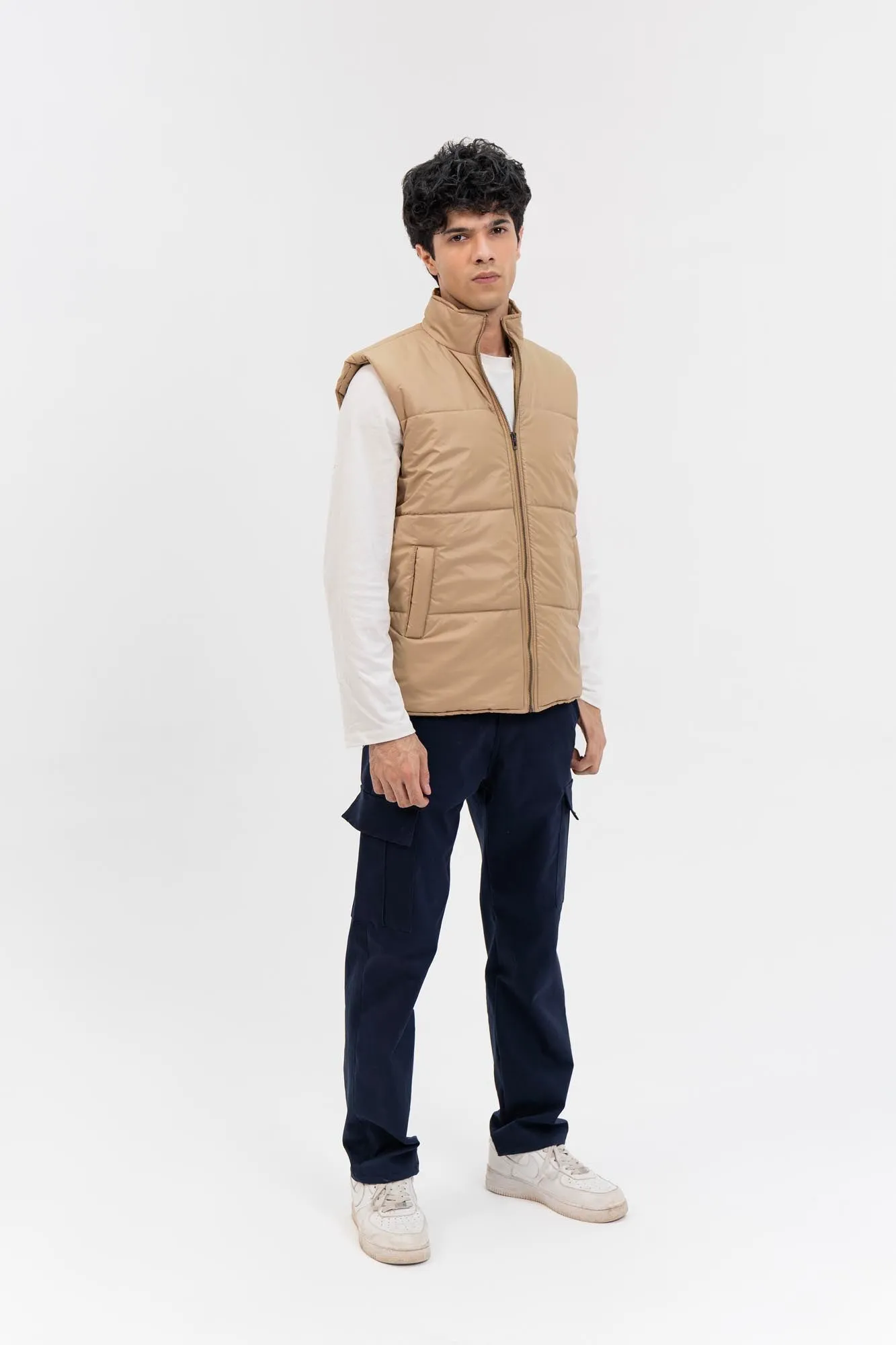 Men's Puffer Vest - Light Brown