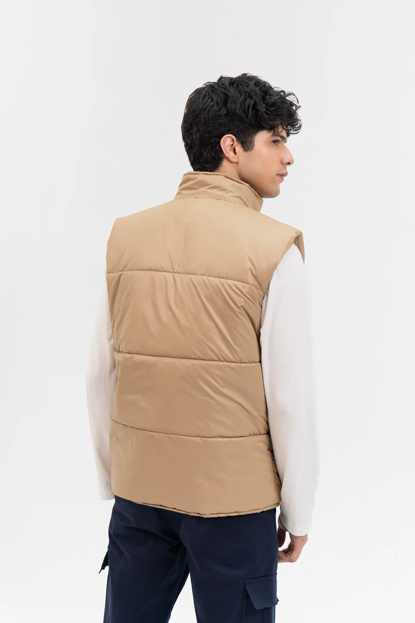 Men's Puffer Vest - Light Brown