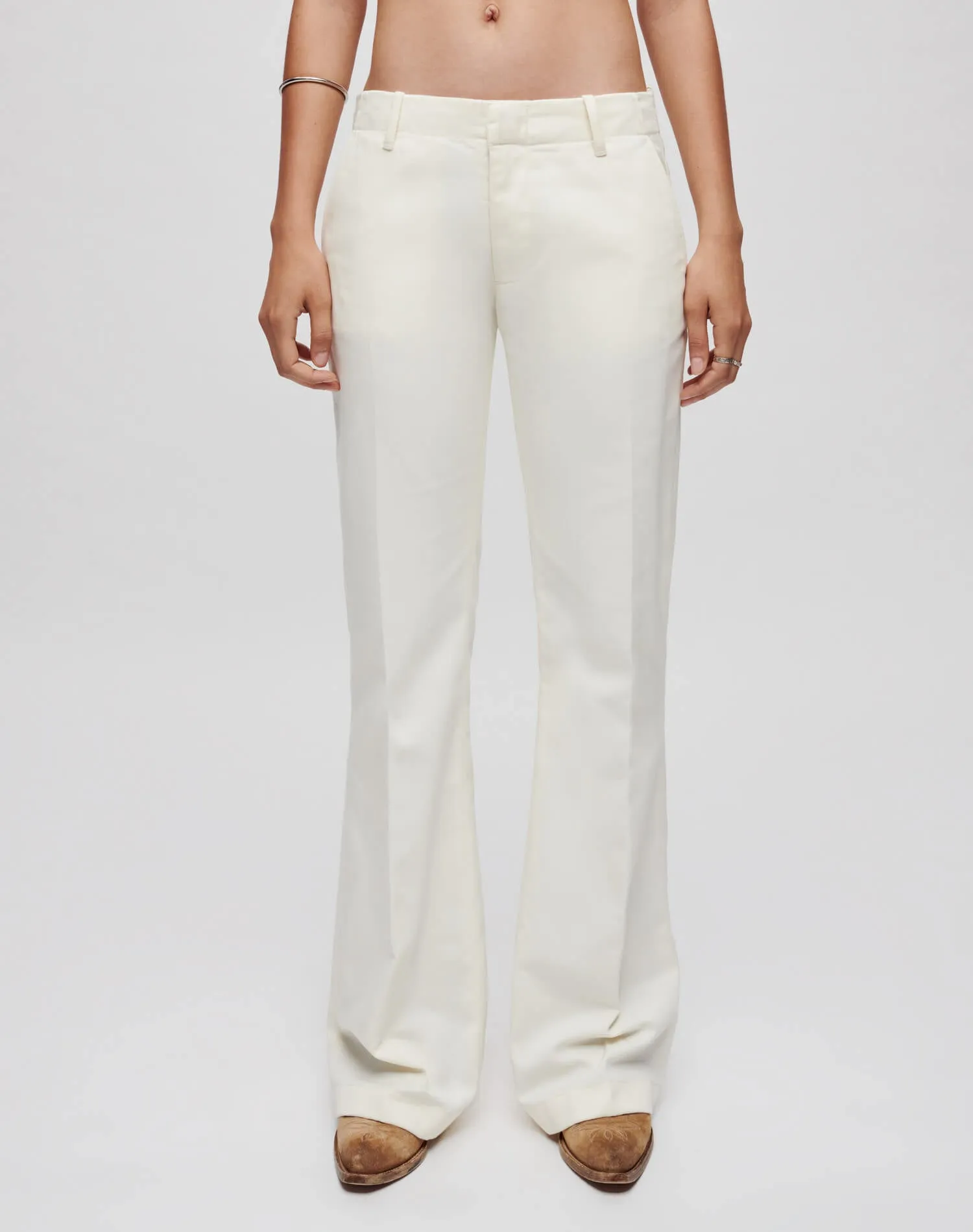 Mid Rise Flared Trouser - Ivory