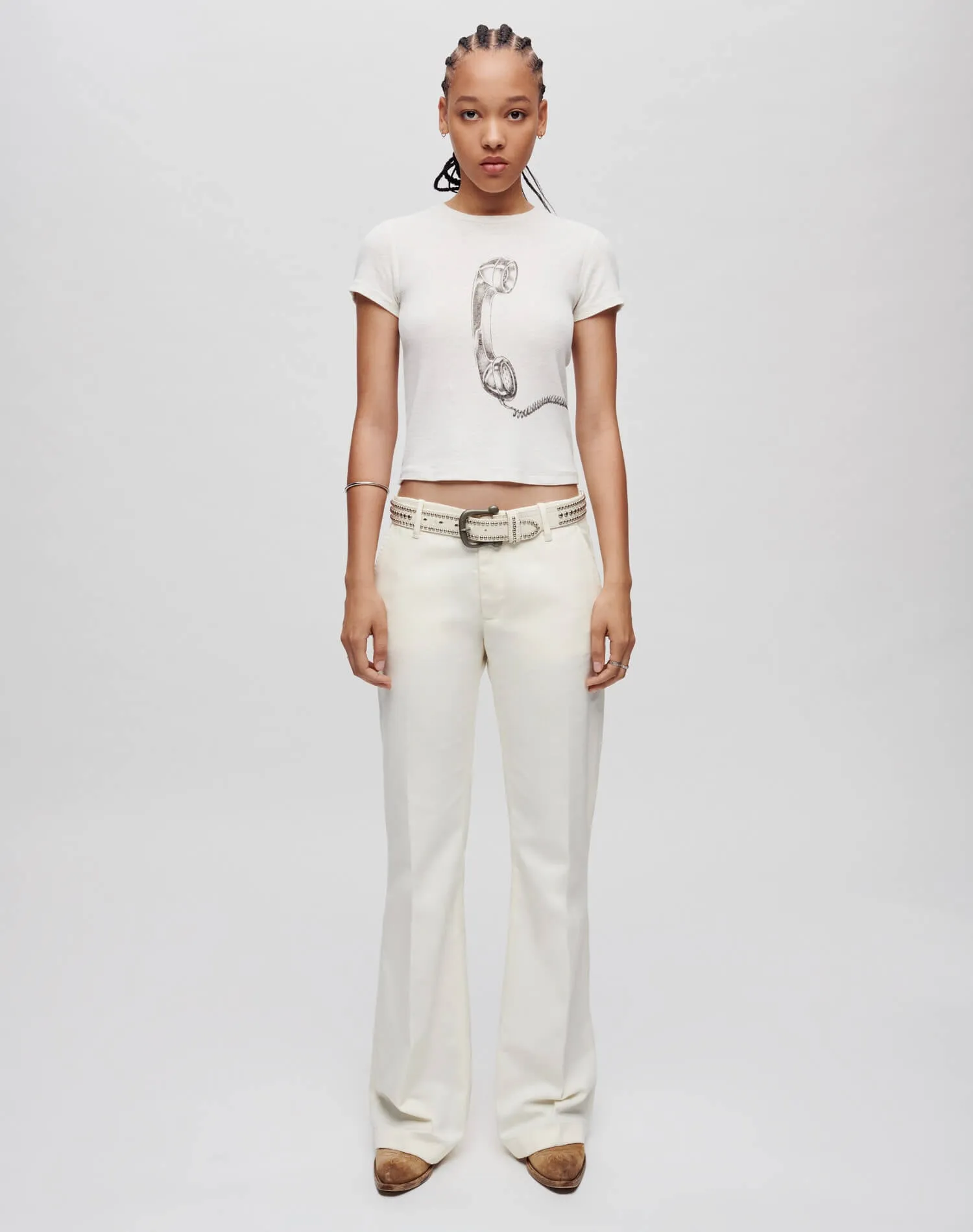 Mid Rise Flared Trouser - Ivory