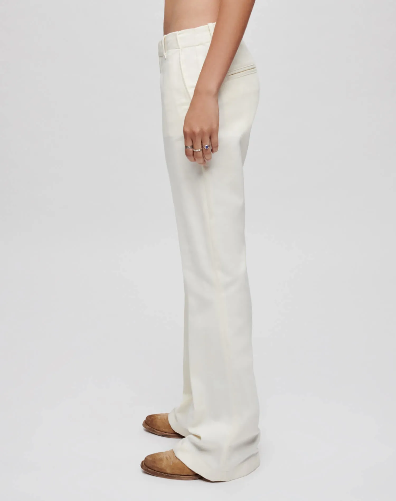 Mid Rise Flared Trouser - Ivory