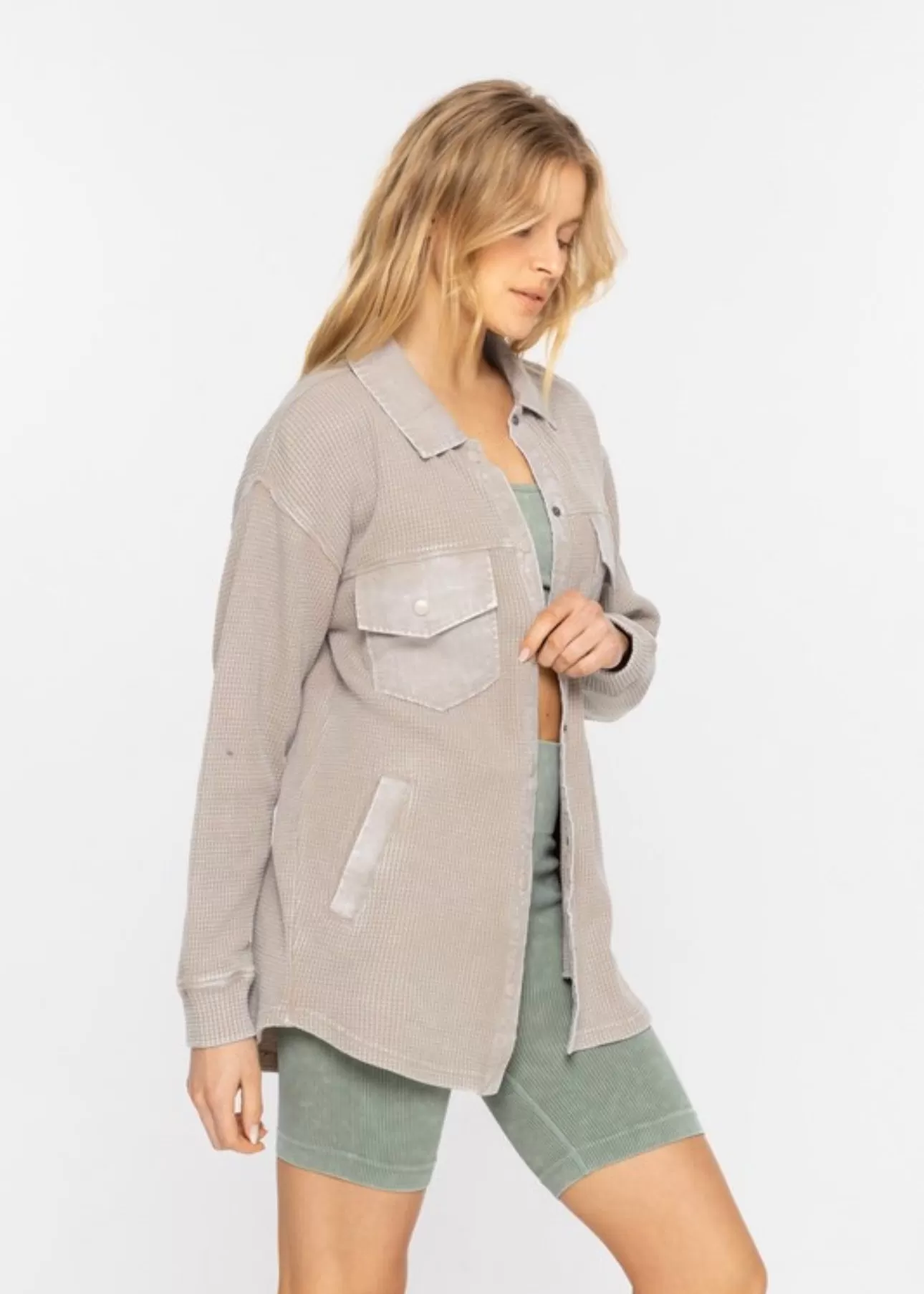 Mineral Wash Waffle Snap Button Shirt Jackets - 3 Colors!