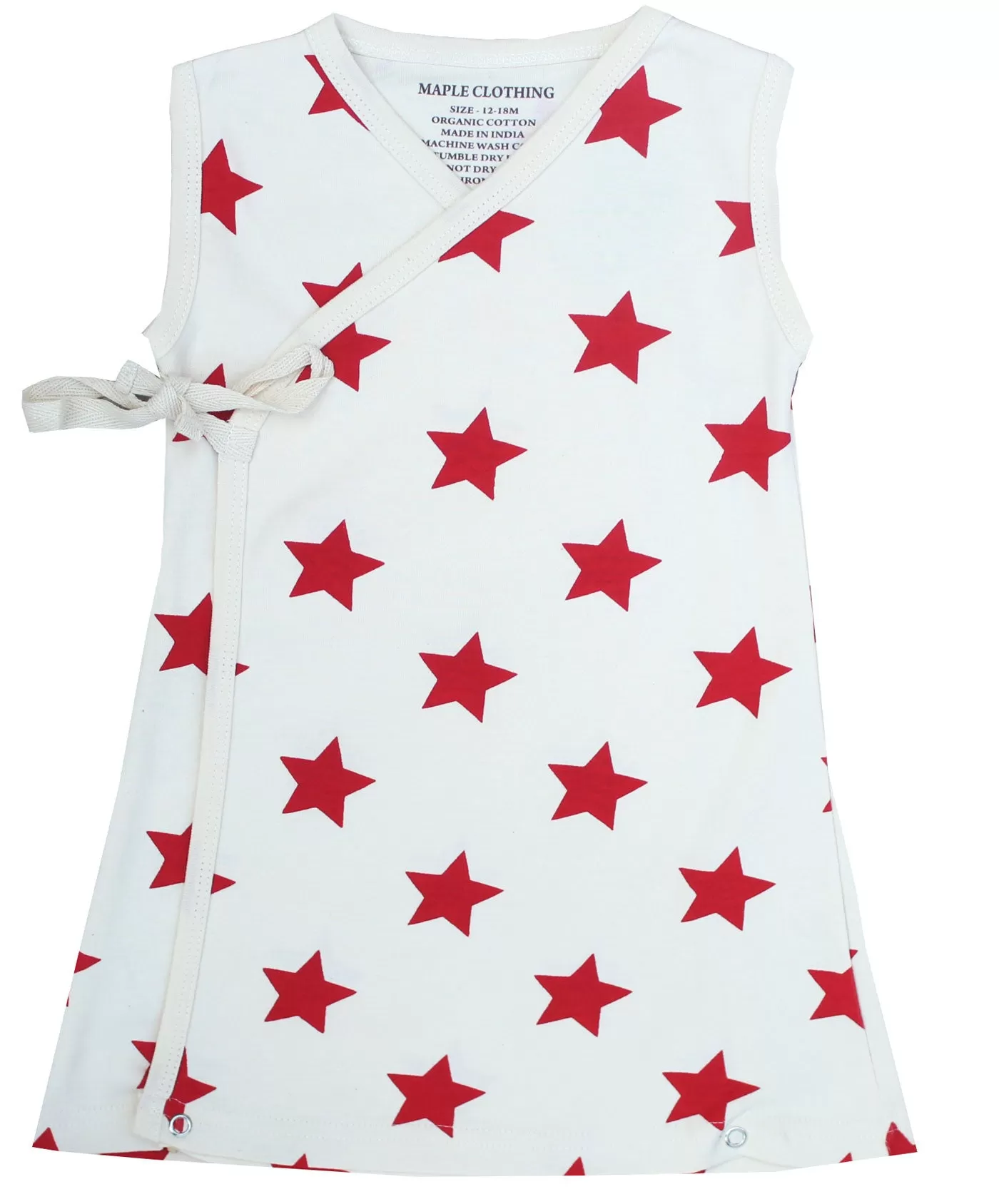 Organic Cotton Baby Girl Kimono Dress GOTS Certified Clothes (Star)