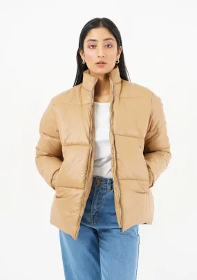 Oversized Puffer Jacket - Light brown