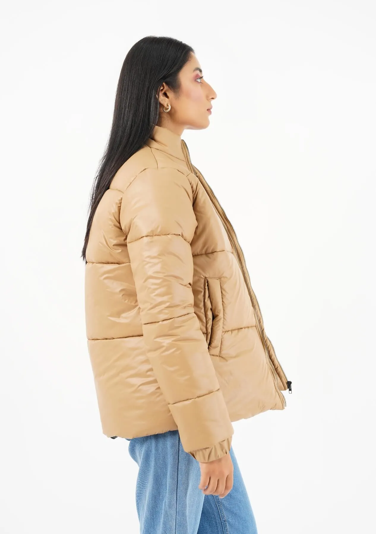 Oversized Puffer Jacket - Light brown