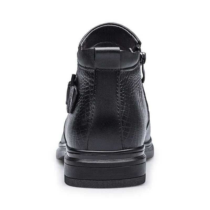 Philippe - Alligator Pattern Leather Ankle Boots