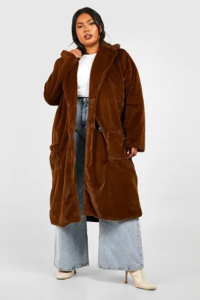 Plus Faux Fur Longline Overcoat