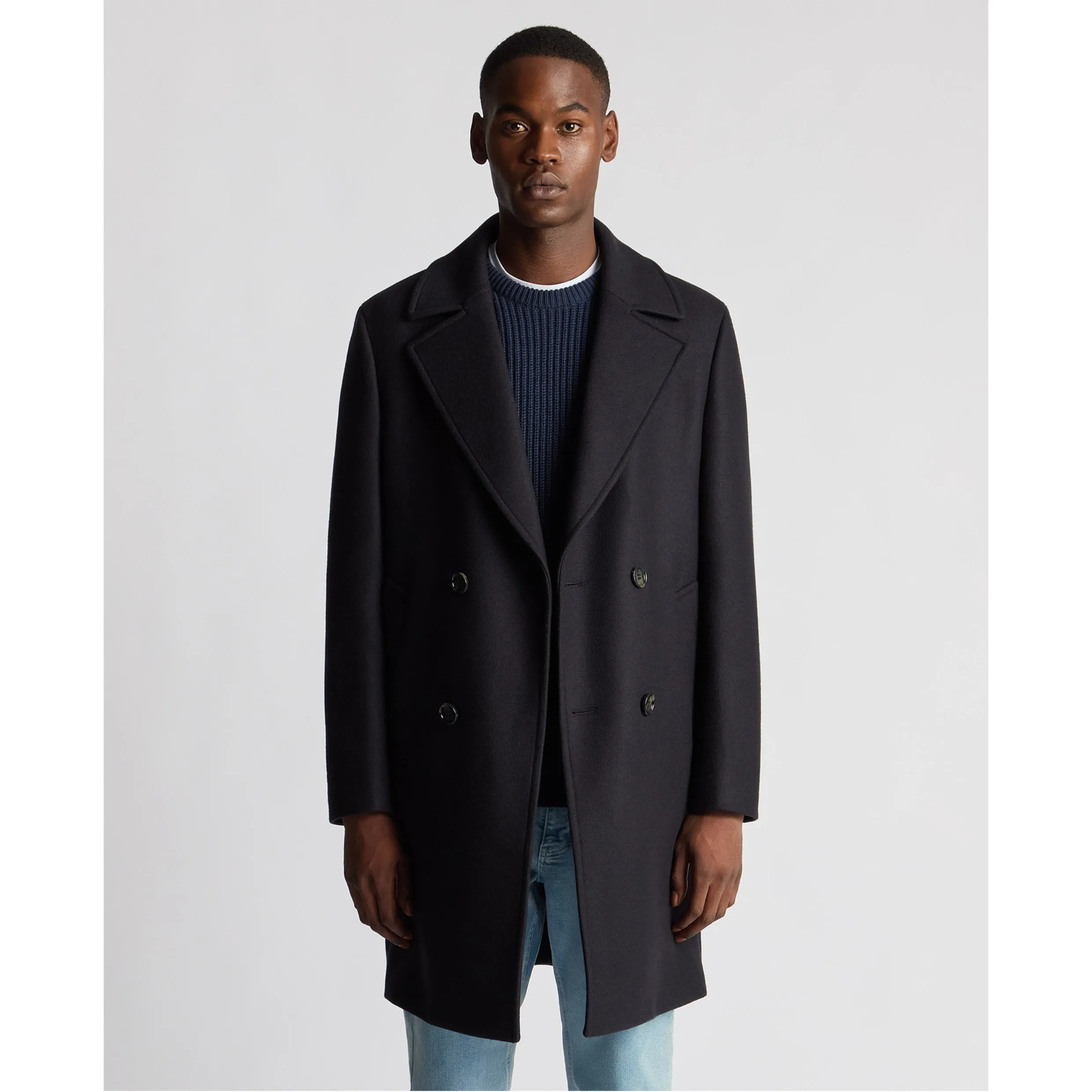 Remus Lochlan Full Length Overcoat Dark Navy 90700