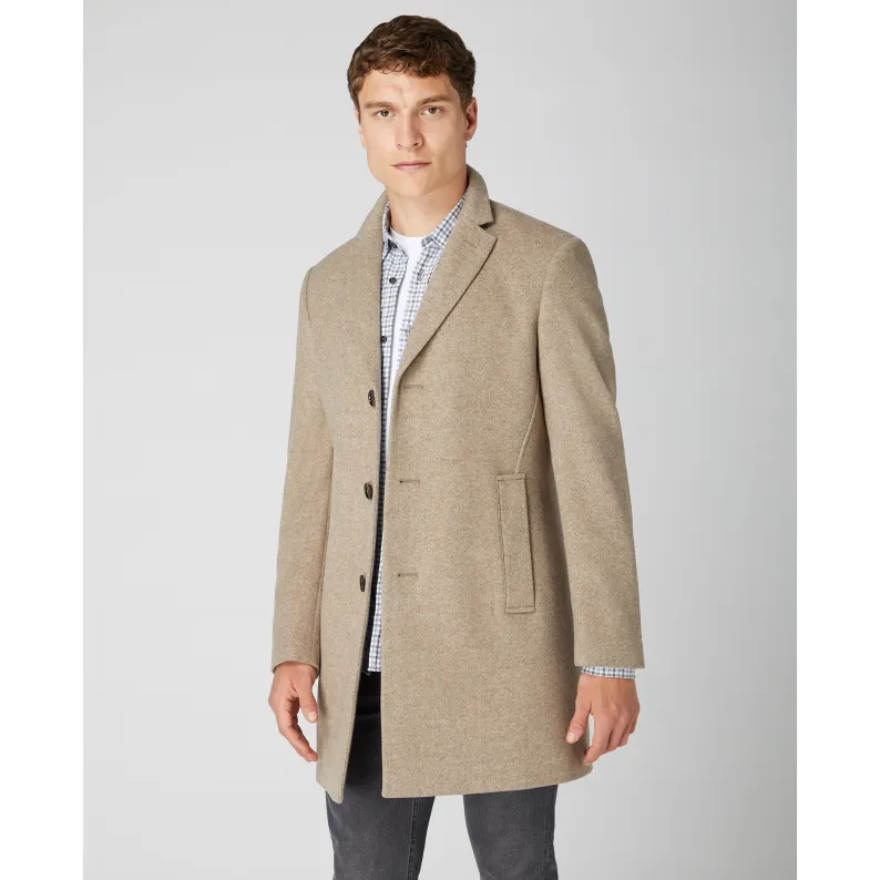 Remus Uomo Quinn Tailored Overcoat Taupe 90379