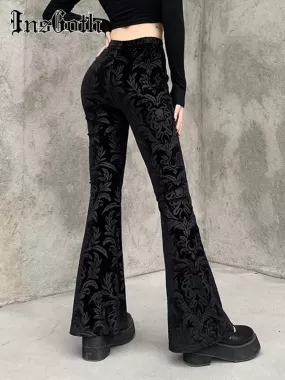 Retro Gothic Goth High Waist Flared Pants Gothic Aesthetic