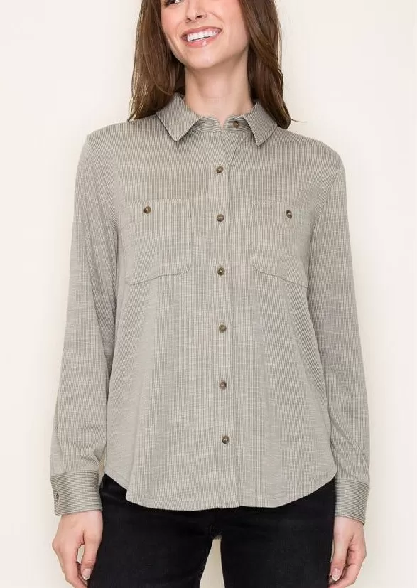 Ribbed Knit Button Down - 3 Colors!