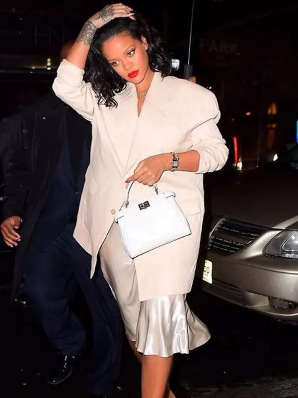 Rihanna Street Style Beige Blazer - New American Jackets