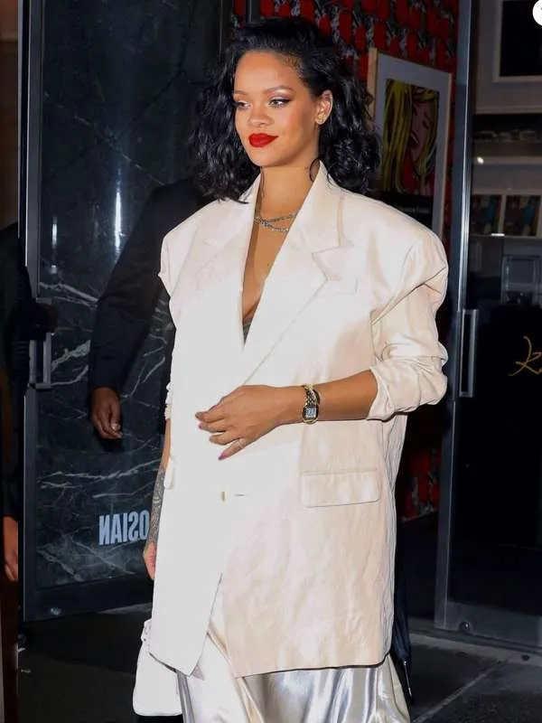 Rihanna Street Style Beige Blazer - New American Jackets