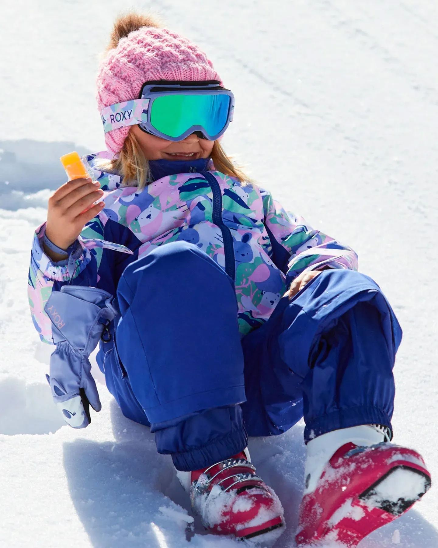 Roxy Girls' 2-7 Snowy Tale Technical Snow Jacket - Bright White / Mountains Locals | Shop Coats & Jackets at Trojan Wake