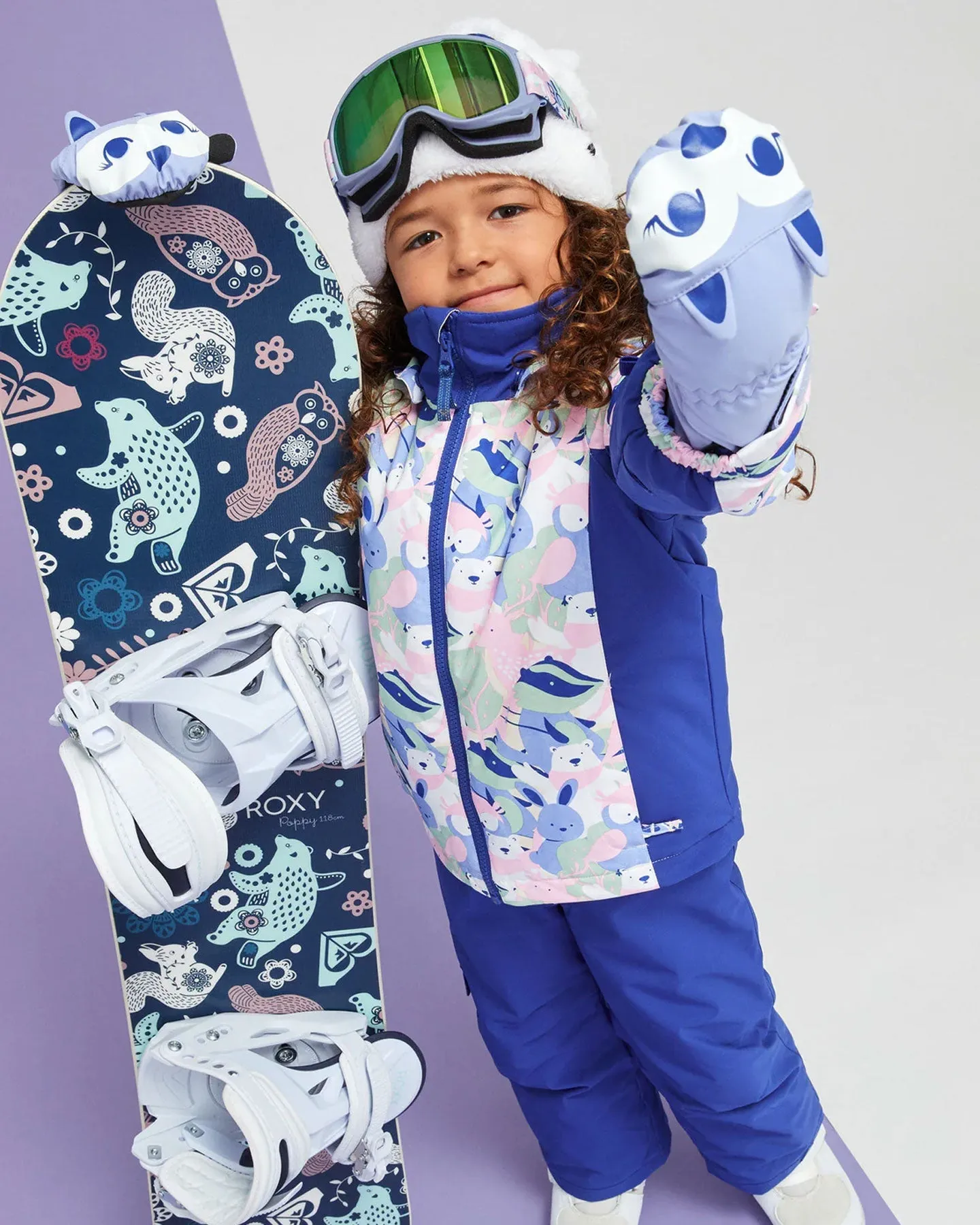 Roxy Girls' 2-7 Snowy Tale Technical Snow Jacket - Bright White / Mountains Locals | Shop Coats & Jackets at Trojan Wake