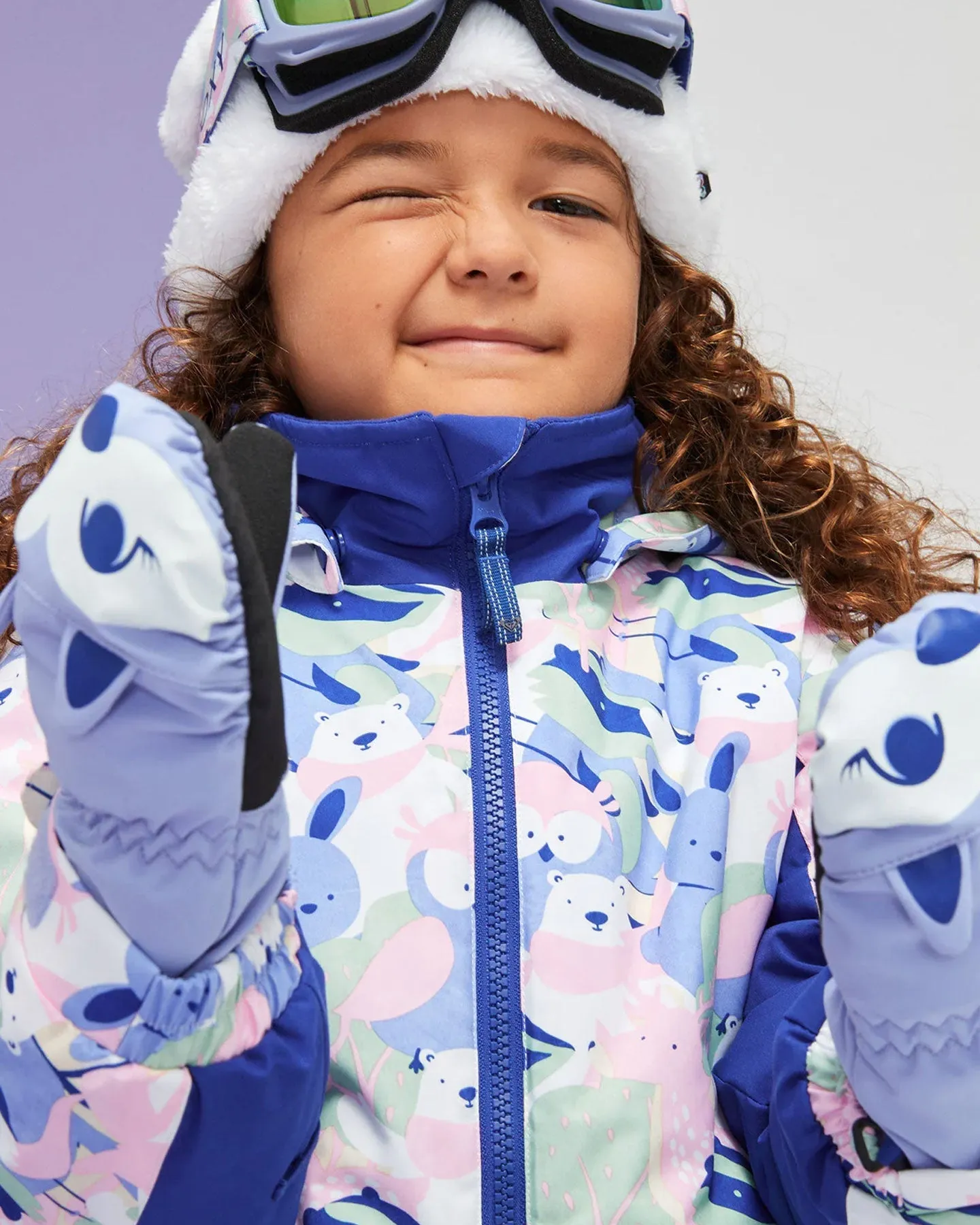 Roxy Girls' 2-7 Snowy Tale Technical Snow Jacket - Bright White / Mountains Locals | Shop Coats & Jackets at Trojan Wake