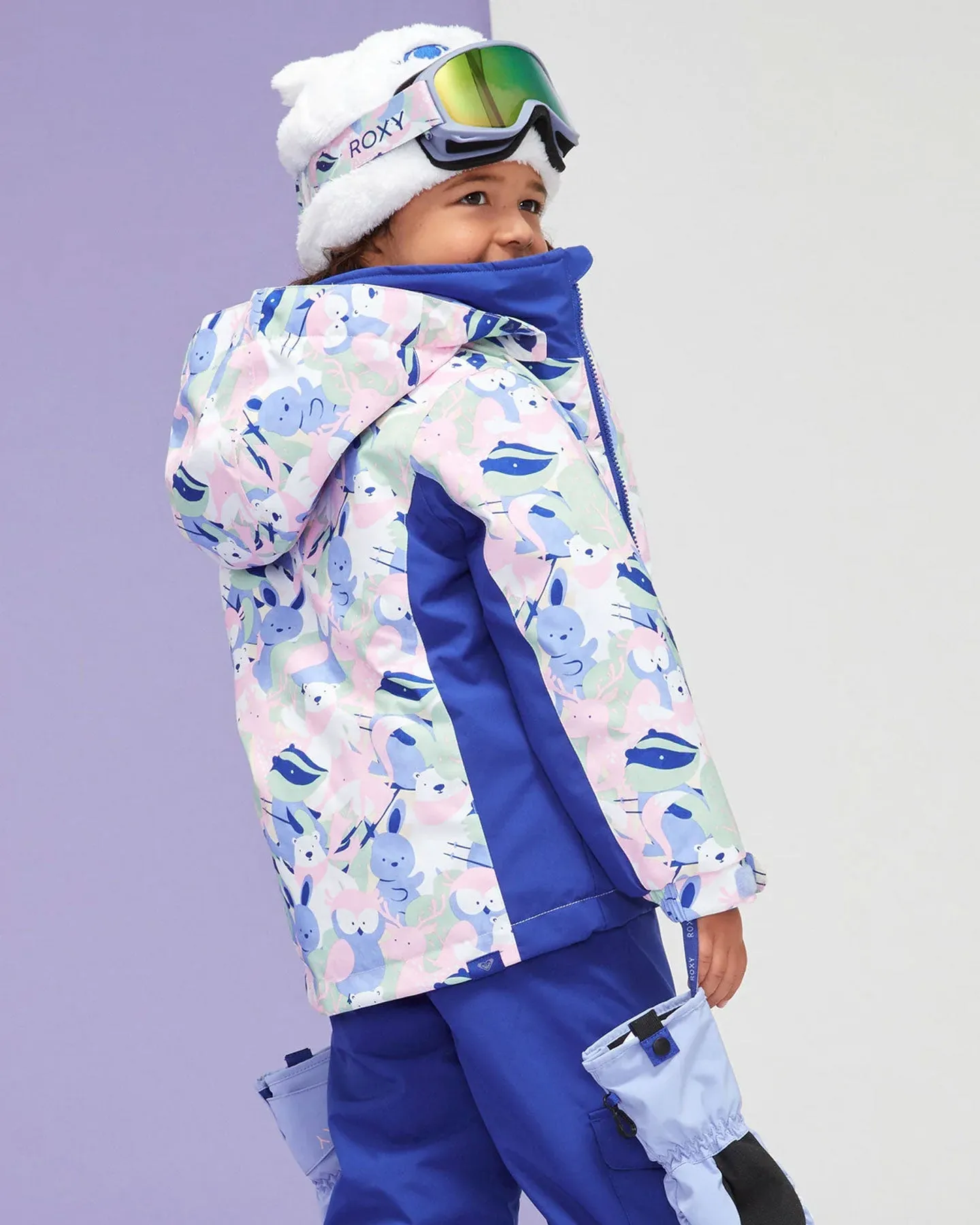 Roxy Girls' 2-7 Snowy Tale Technical Snow Jacket - Bright White / Mountains Locals | Shop Coats & Jackets at Trojan Wake