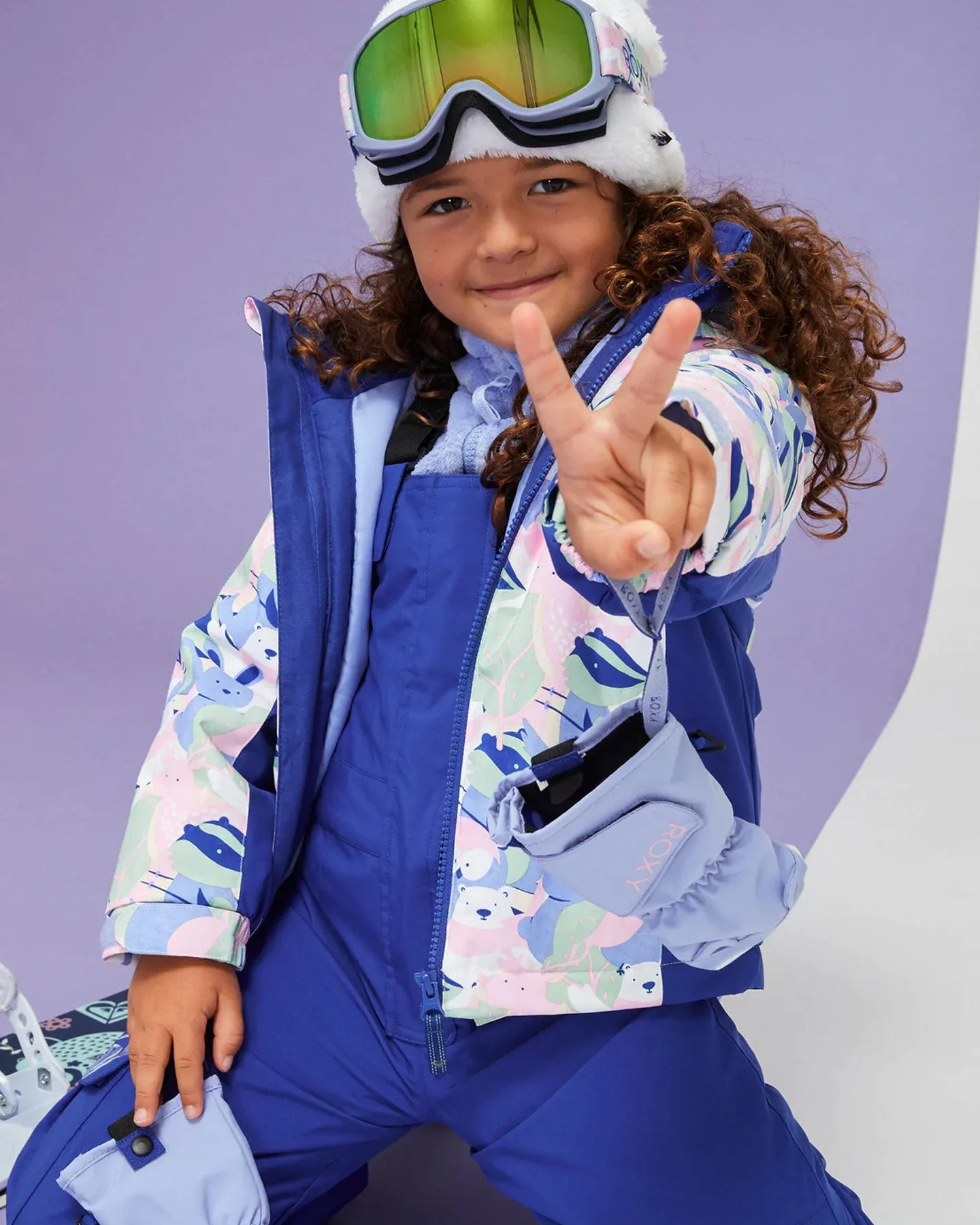 Roxy Girls' 2-7 Snowy Tale Technical Snow Jacket - Bright White / Mountains Locals | Shop Coats & Jackets at Trojan Wake