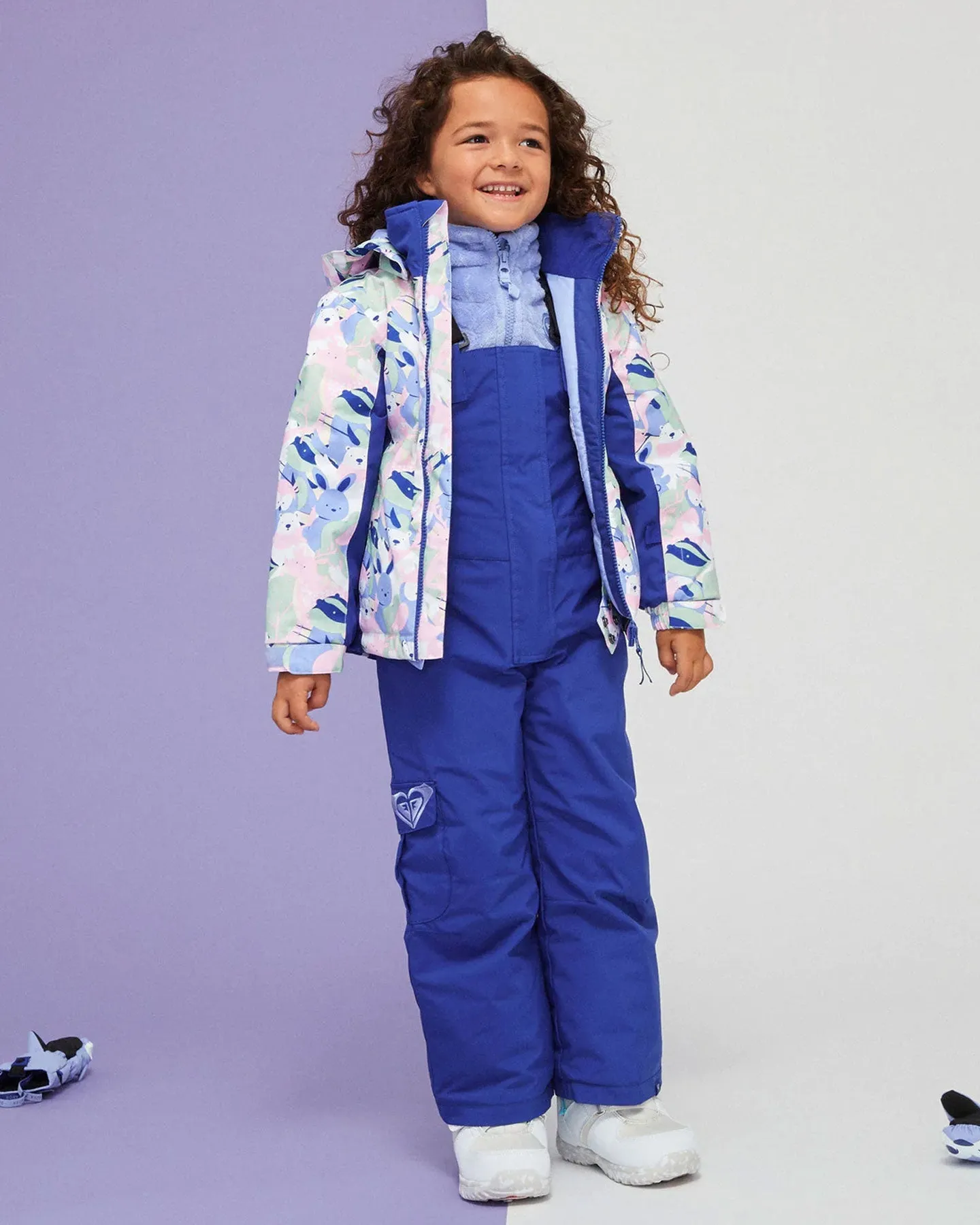 Roxy Girls' 2-7 Snowy Tale Technical Snow Jacket - Bright White / Mountains Locals | Shop Coats & Jackets at Trojan Wake