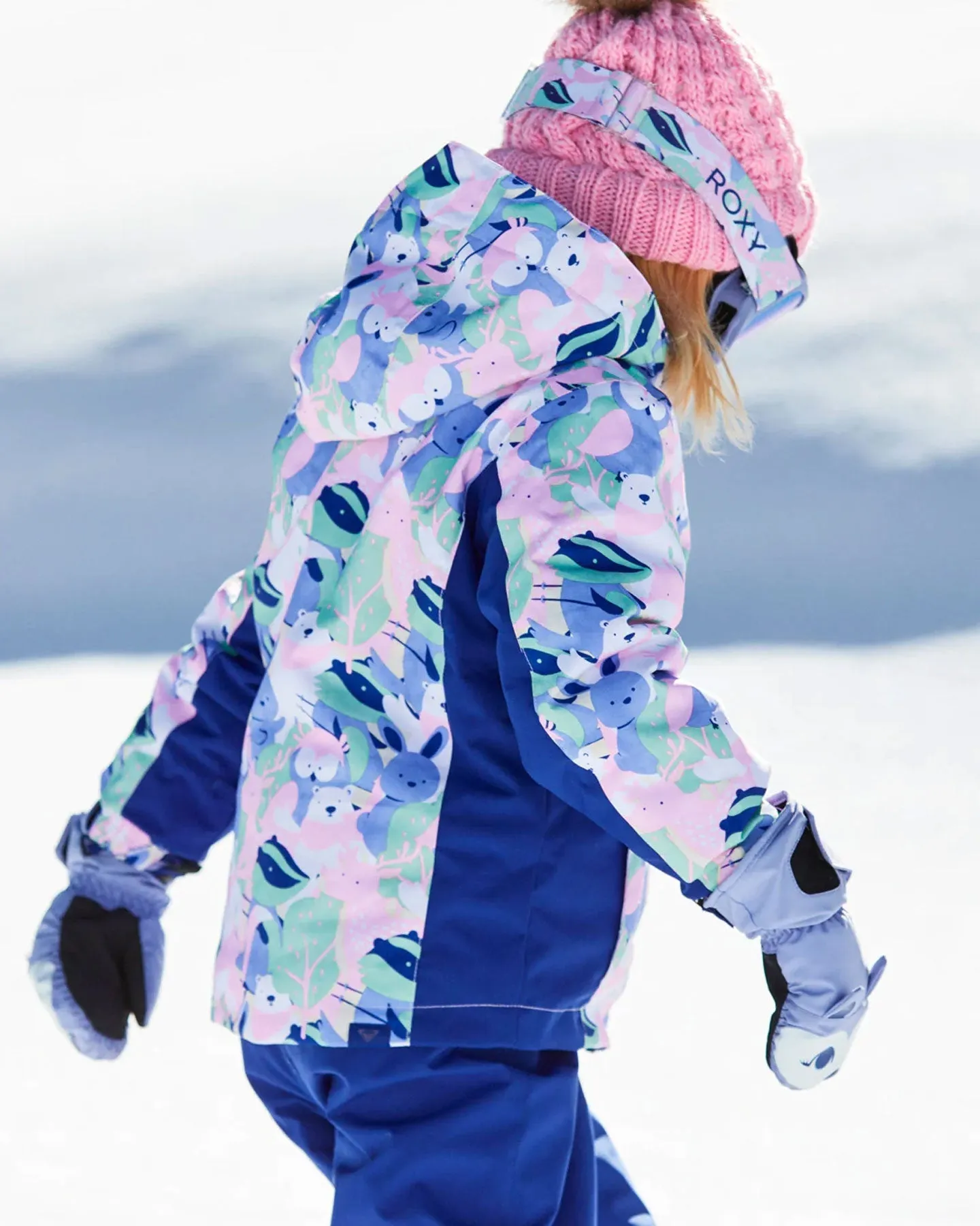 Roxy Girls' 2-7 Snowy Tale Technical Snow Jacket - Bright White / Mountains Locals | Shop Coats & Jackets at Trojan Wake